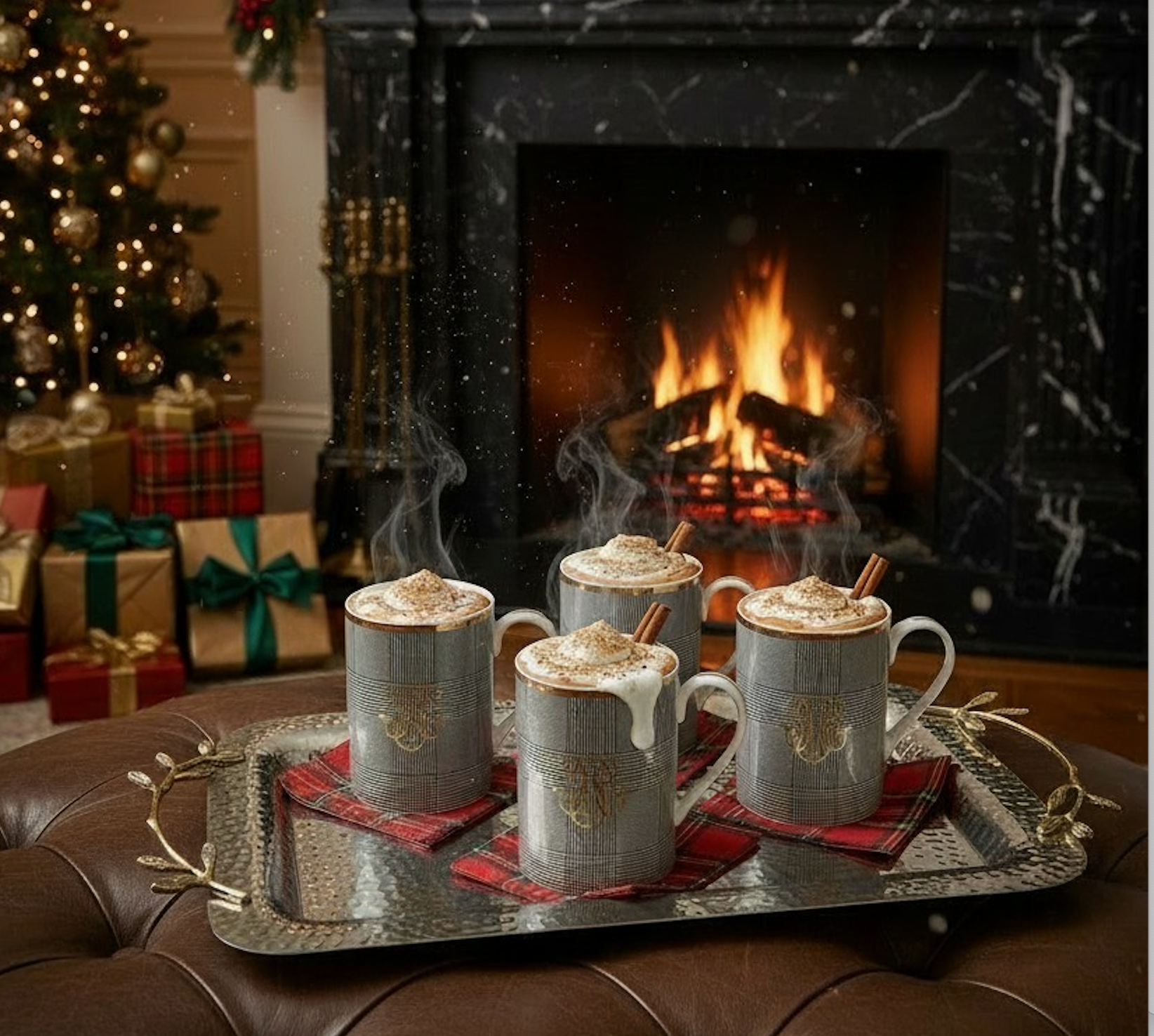 GLEN PLAID MUGS SET OF 4