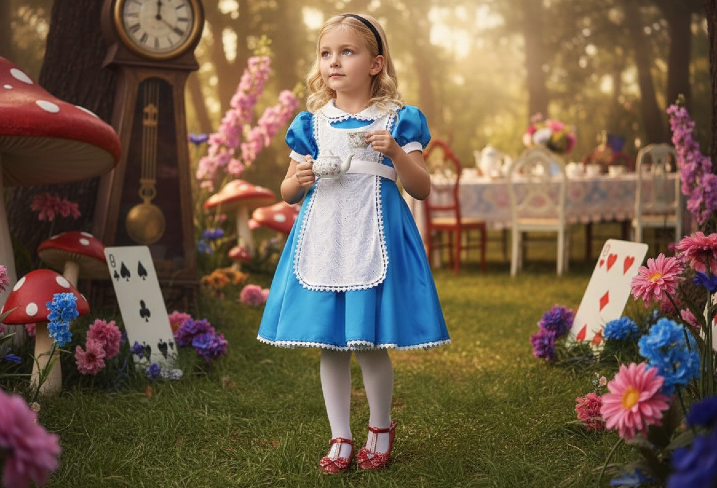 strapless open back dress Alice in Wonderland Pink Tea Party Full Skirt main image 0