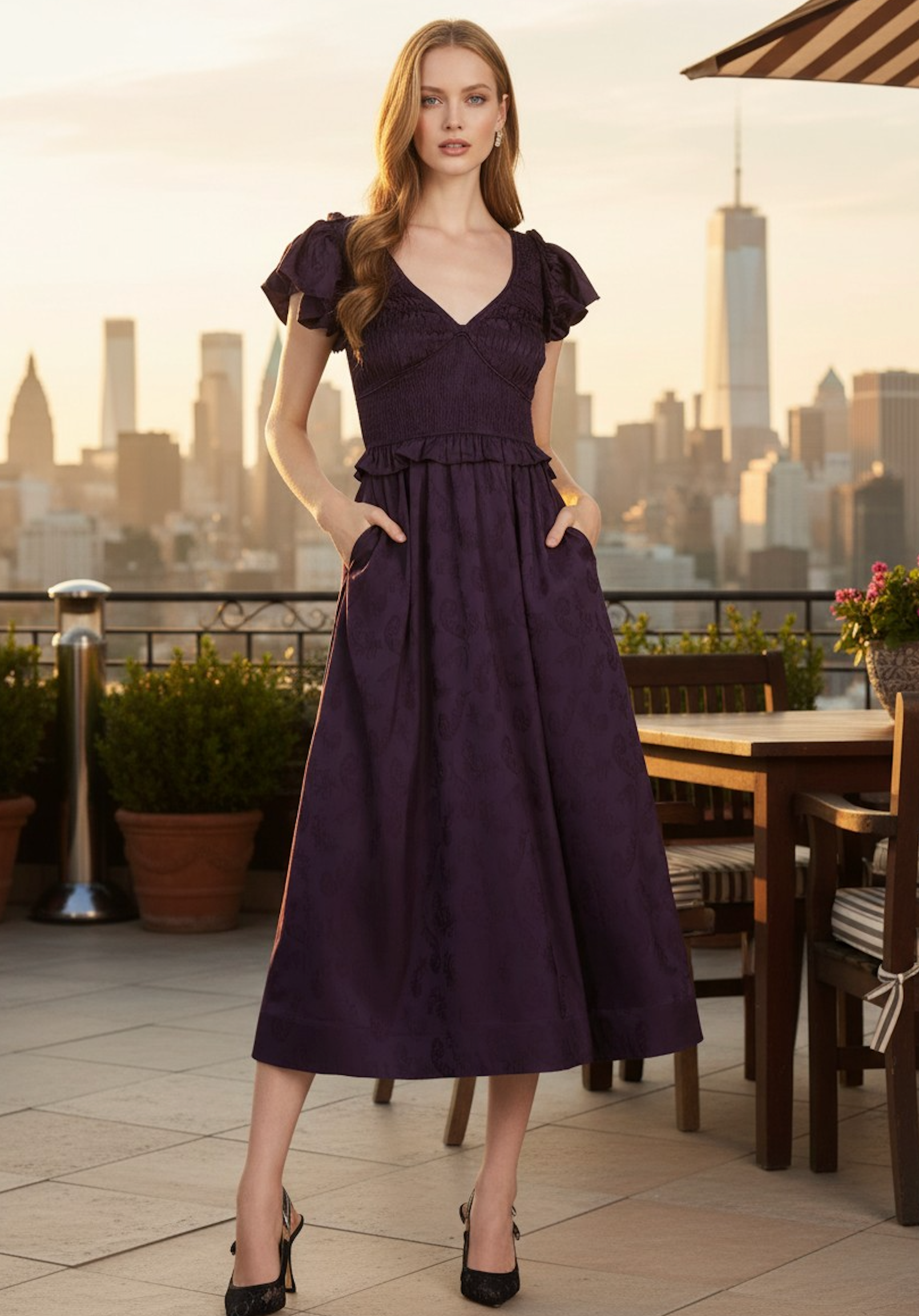 CAMILLA DRESS EGGPLANT