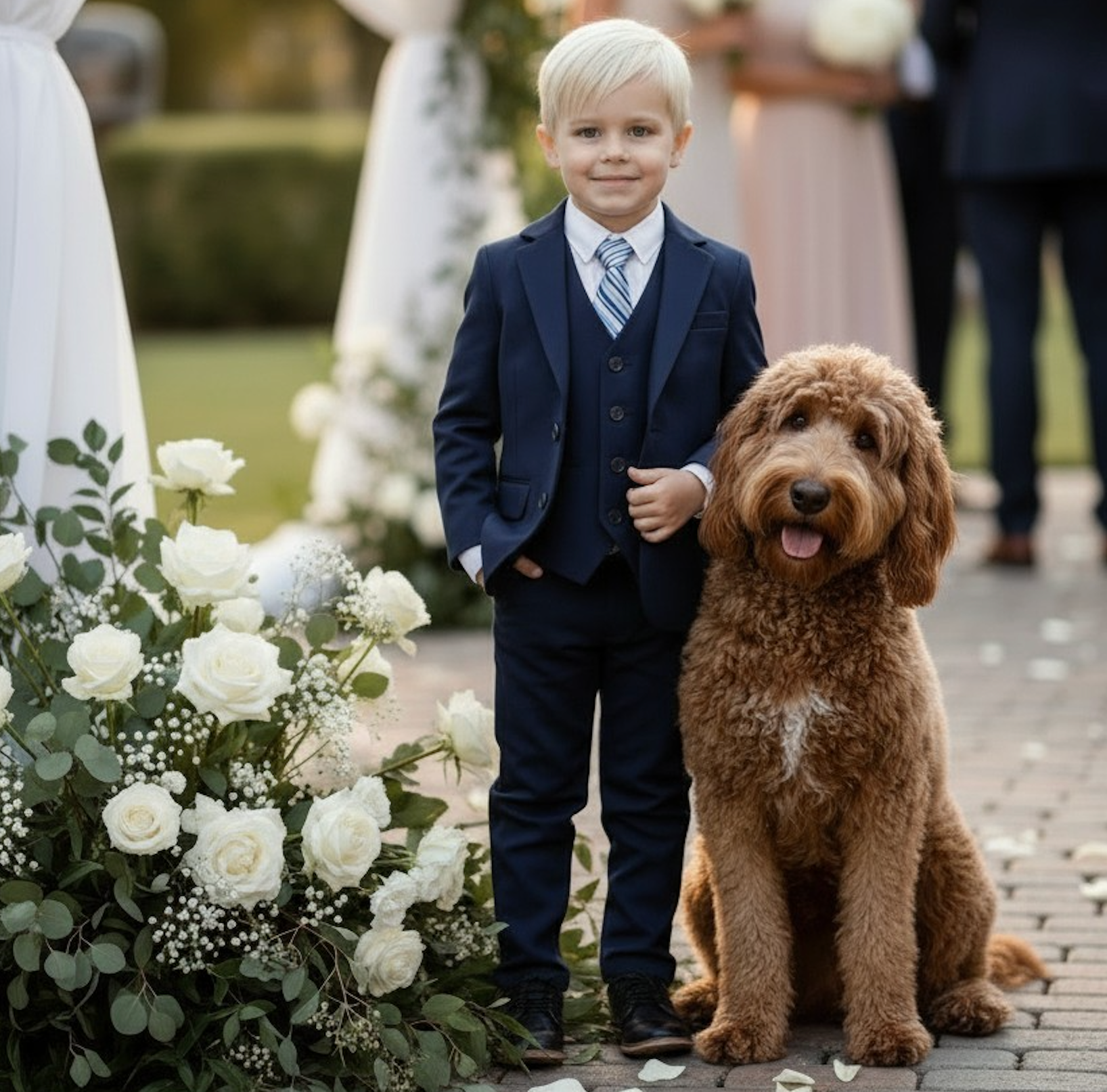 BOYS NAVY BLUE BROOKS SUIT 3PC. SET