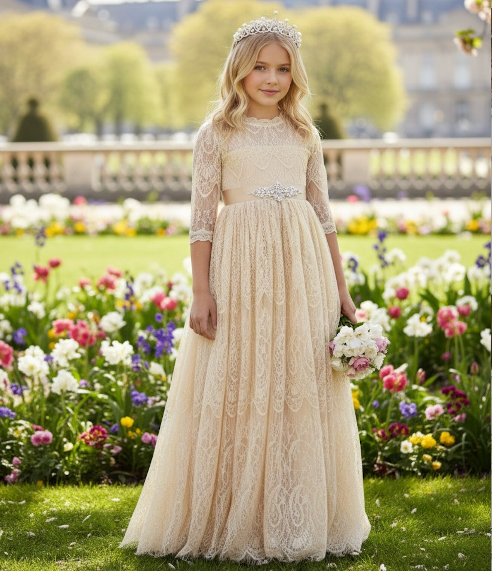 BELLA RAFAELA GOWN & BELT SET BUTTERSCOTCH