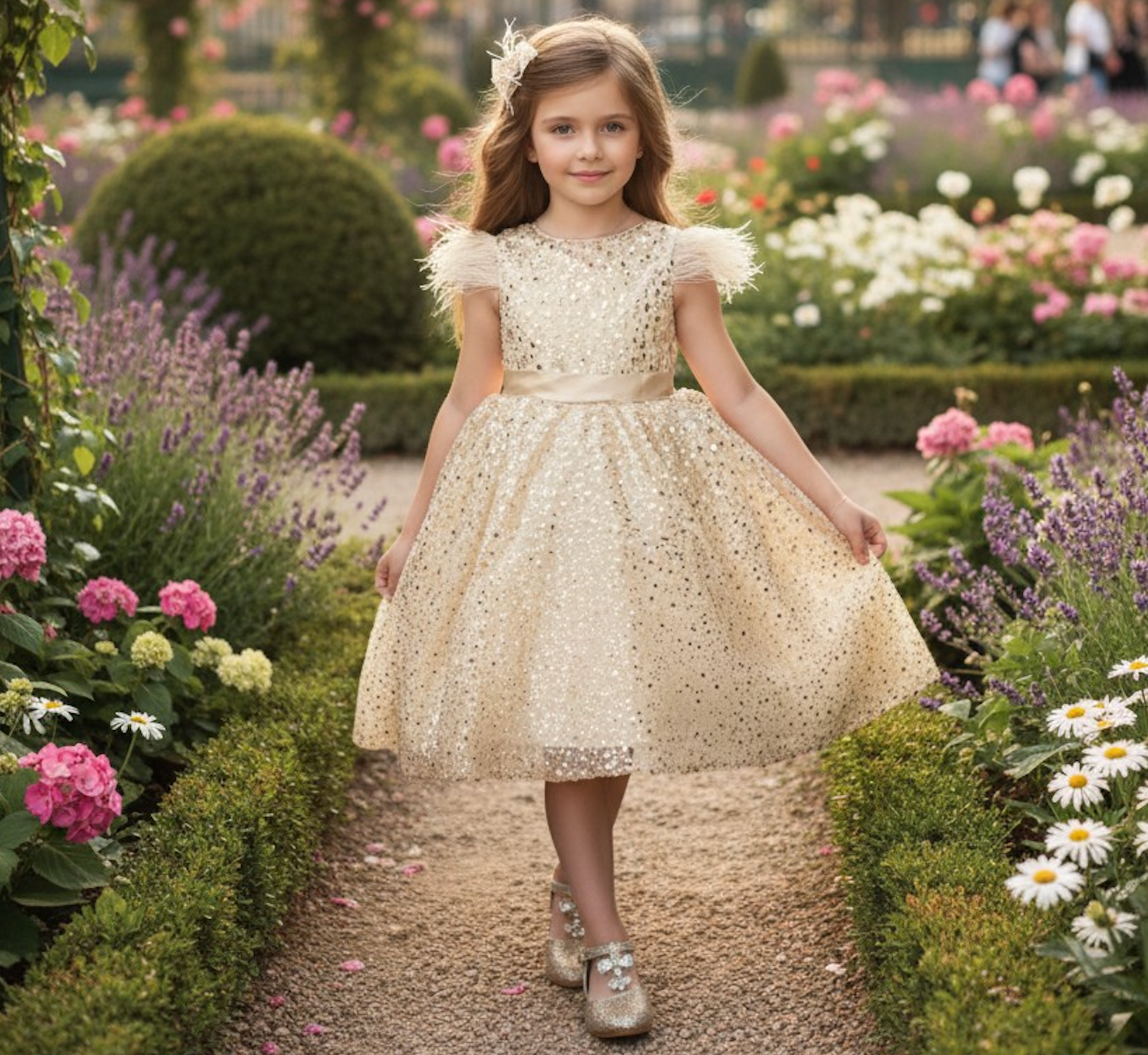 ELIANA DRESS & HAIR BOW SET GOLD