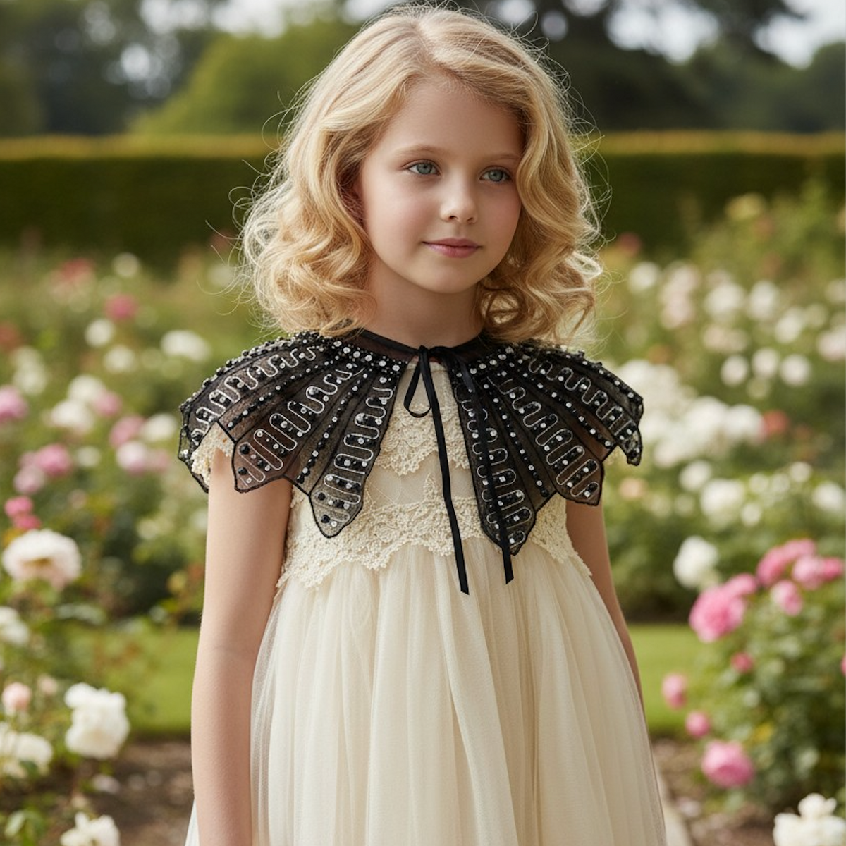 Henrietta Jeweled Cape Black