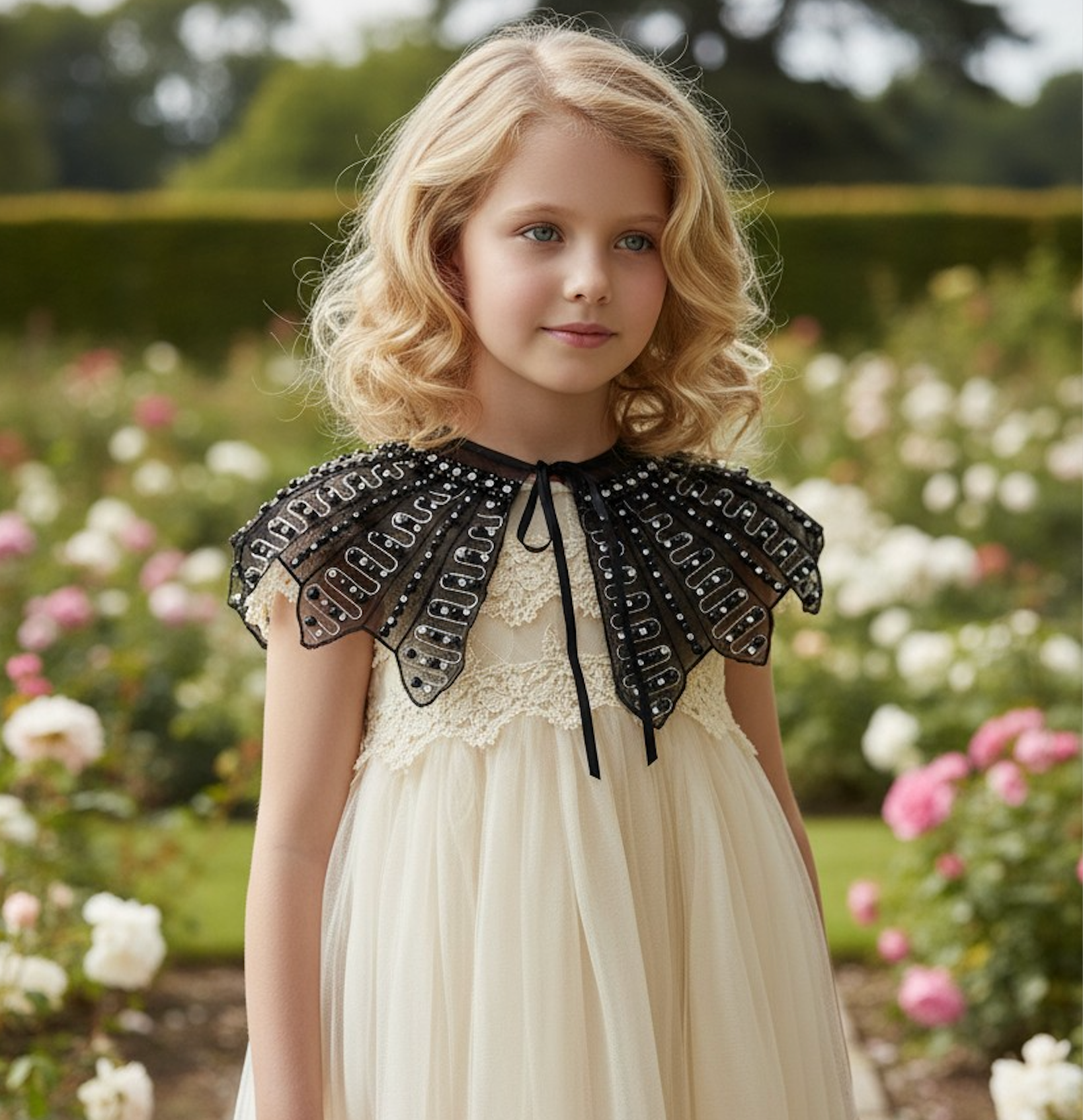 HENRIETTA JEWELED CAPE BLACK