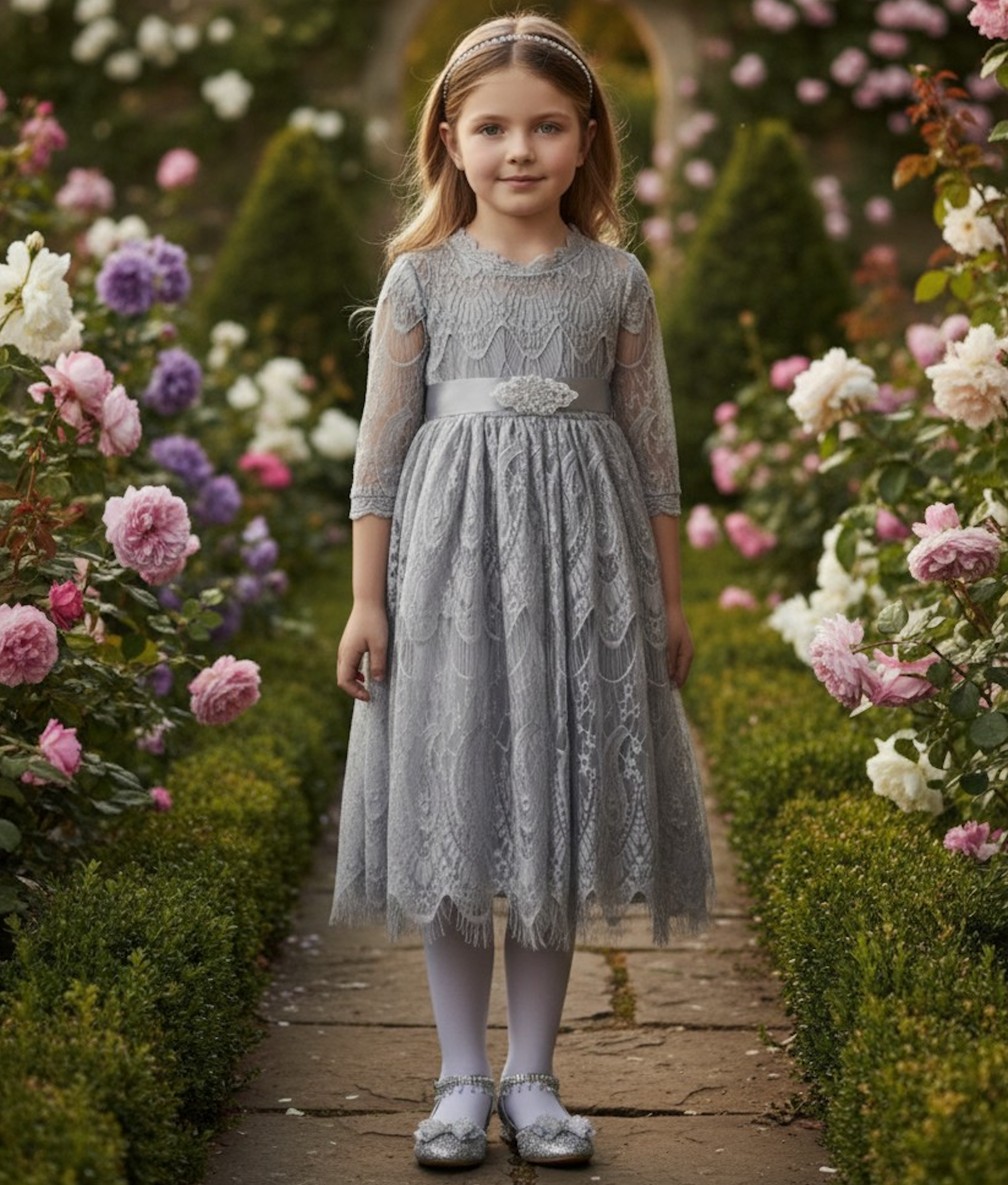 BELLA RAFAELA DRESS & BELT SET SILVER