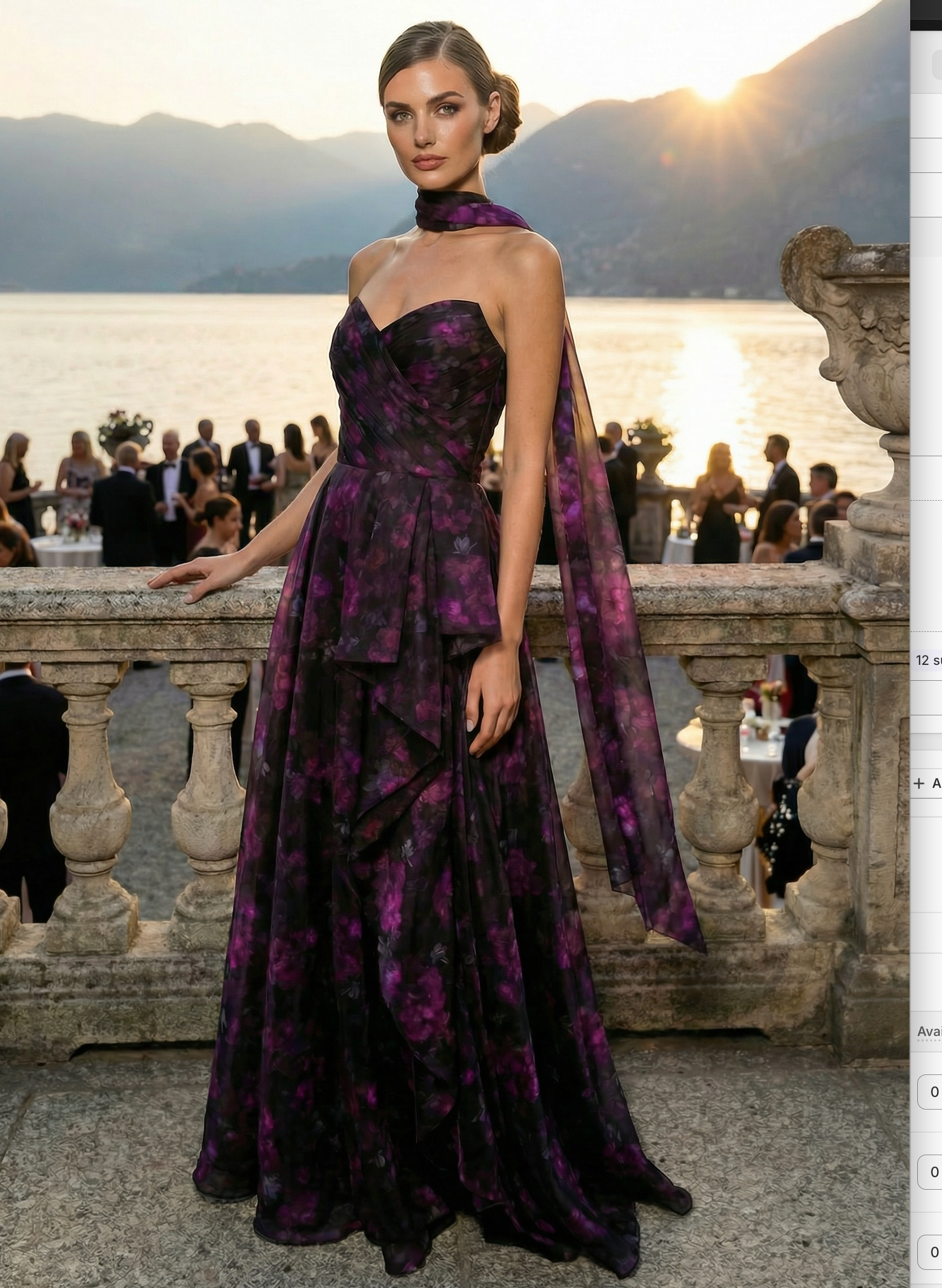 WINIFRED GOWN & NECK SCARF SET