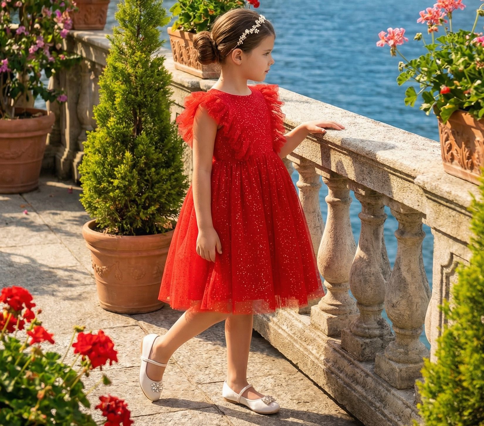 MILLY DRESS SPARKLE CRIMSON