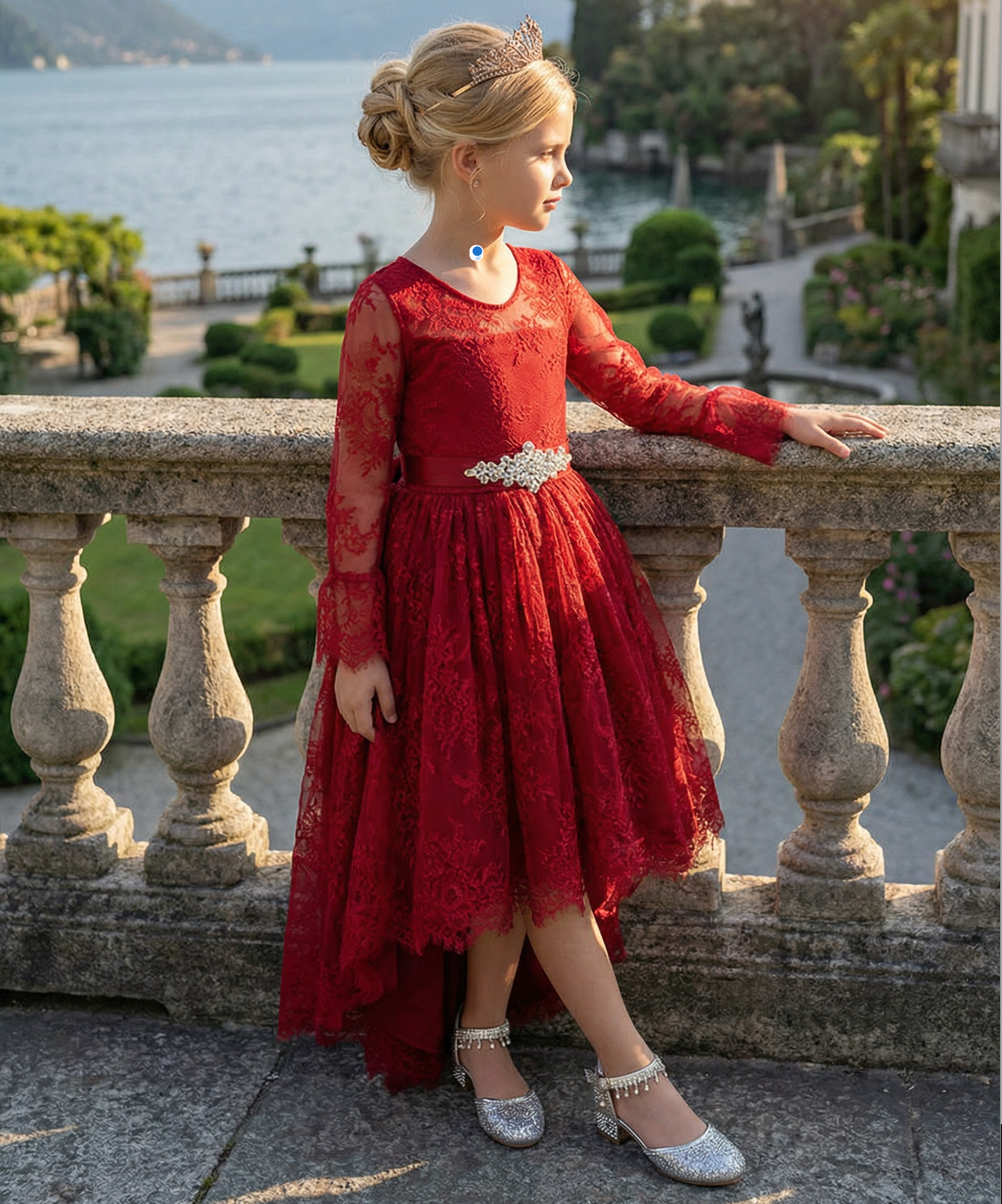 AINSLEY DRESS & BELT SET CRIMSON