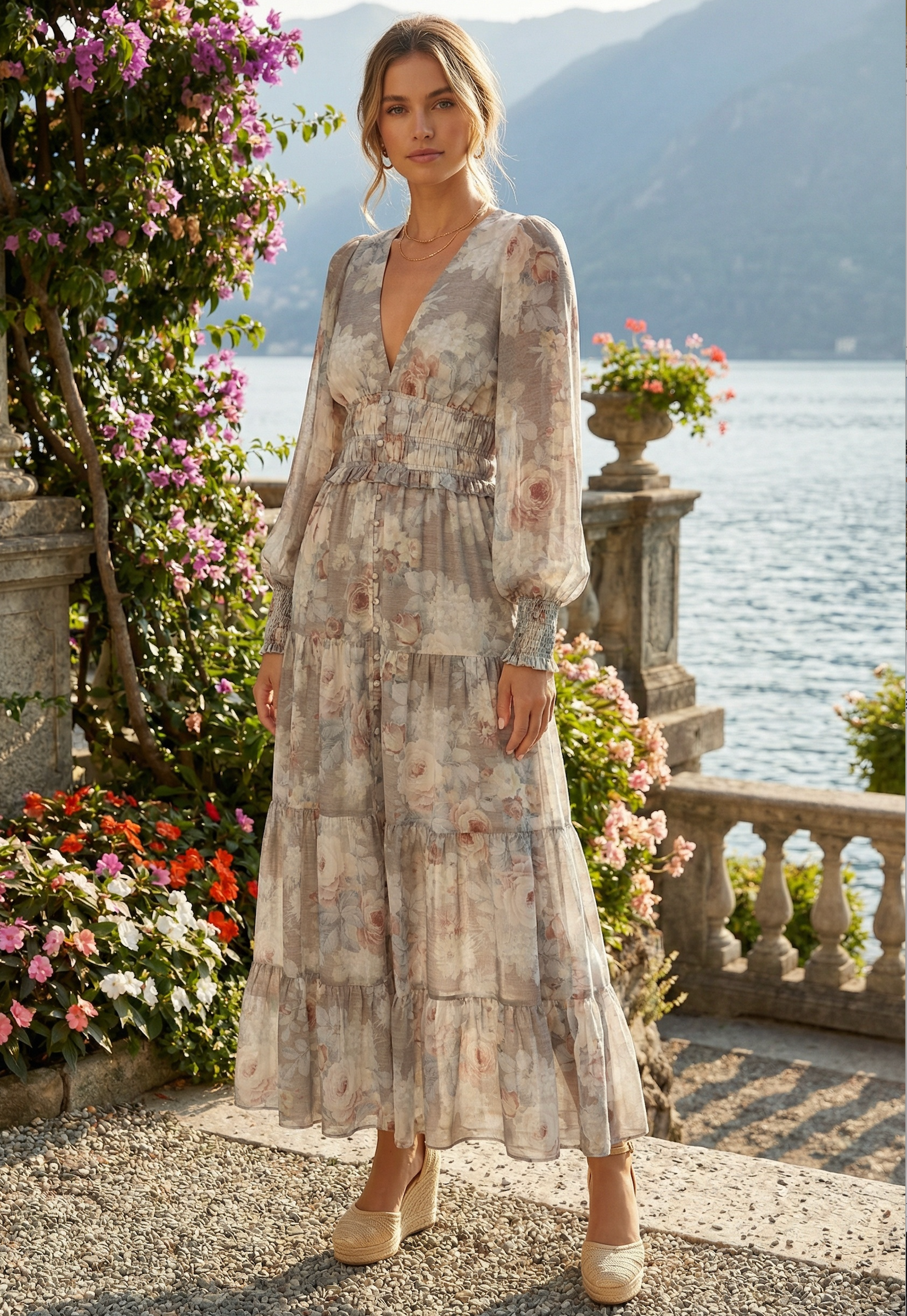 Marcela Maxi Dress Tan Floral Marcela Maxi Dress Tan Floral