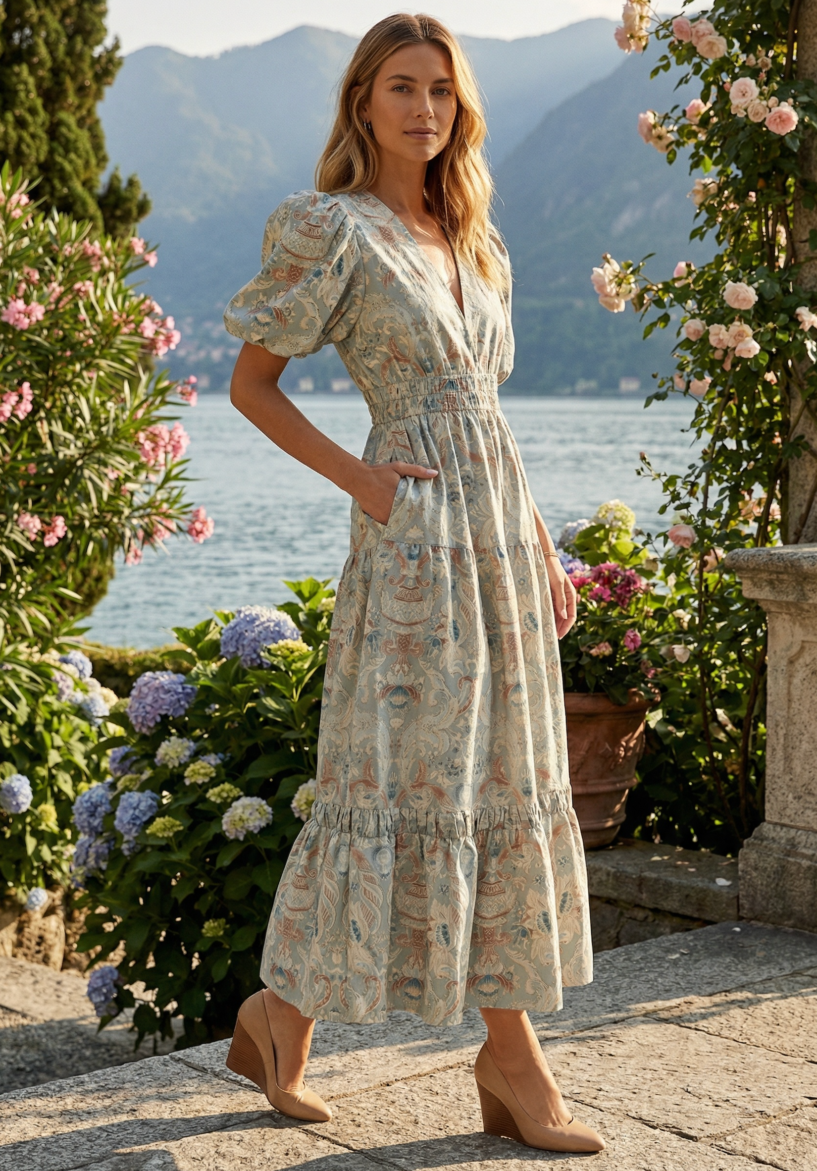 Maggie Dress Blue Damask L (10/12)
