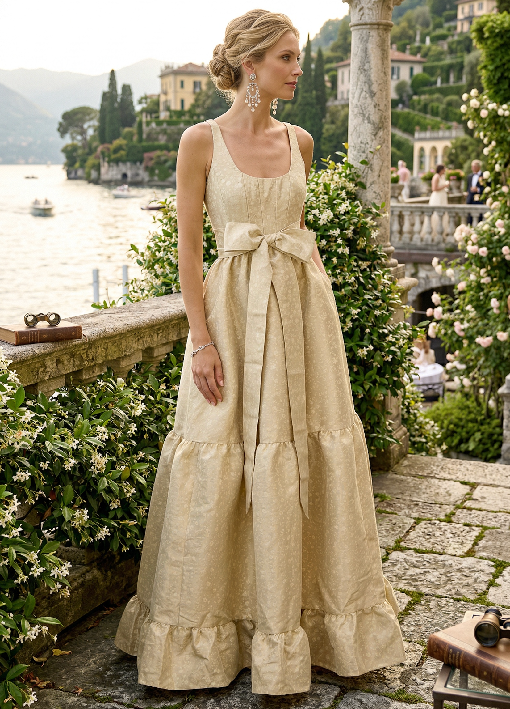 jacquard dress gold GABRIELLE GOWN L Floral