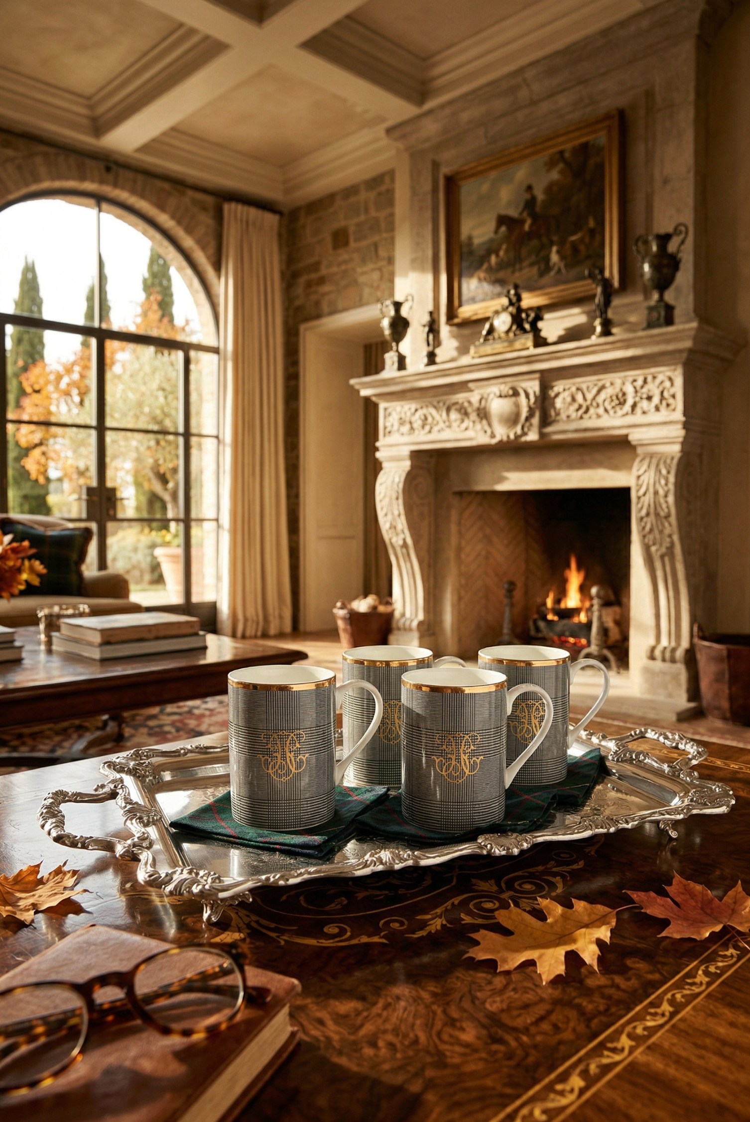 GLEN PLAID MUGS SET OF 4