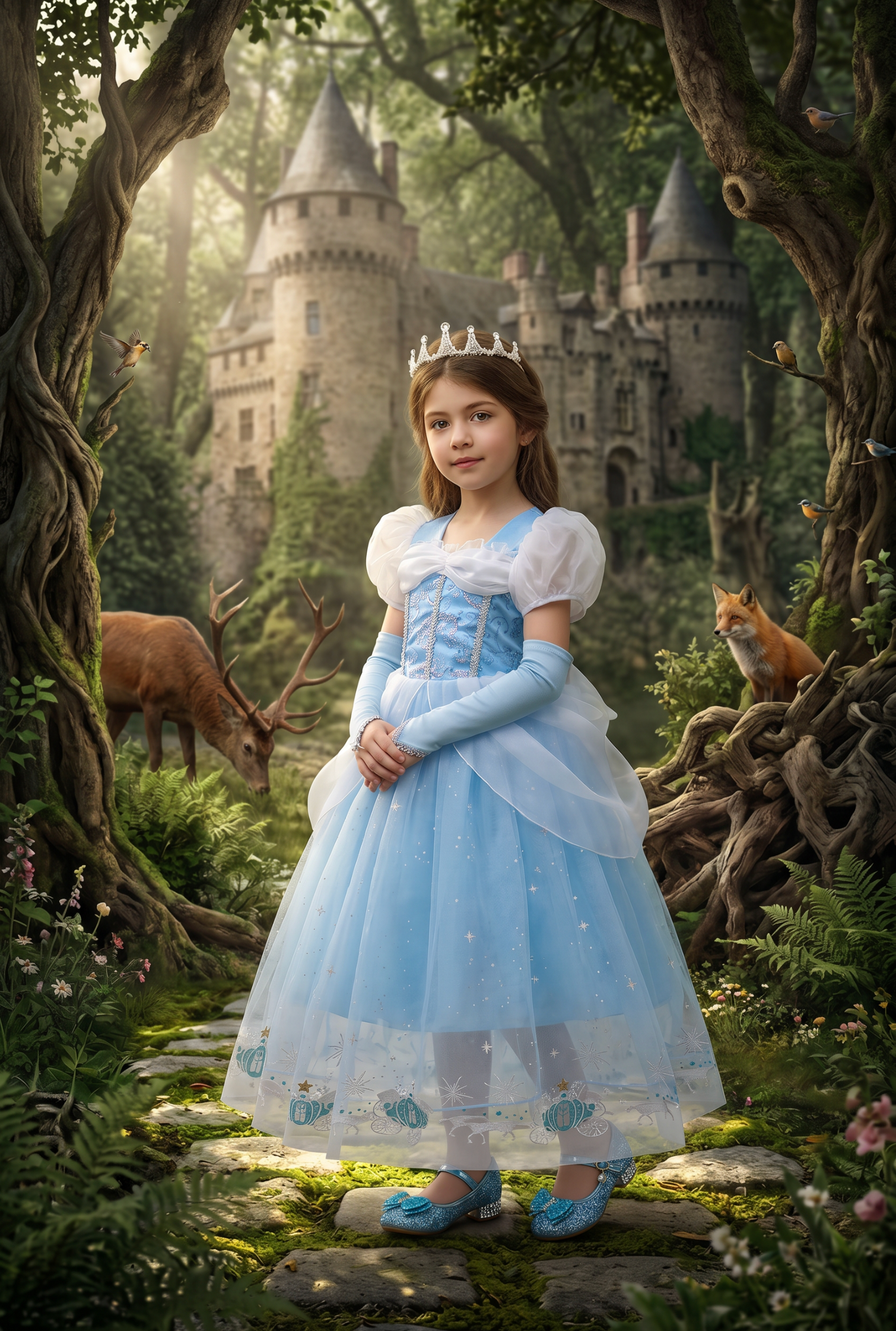 open lace back dress PRINCESS LUCIENNE DRESS & GLOVES SET