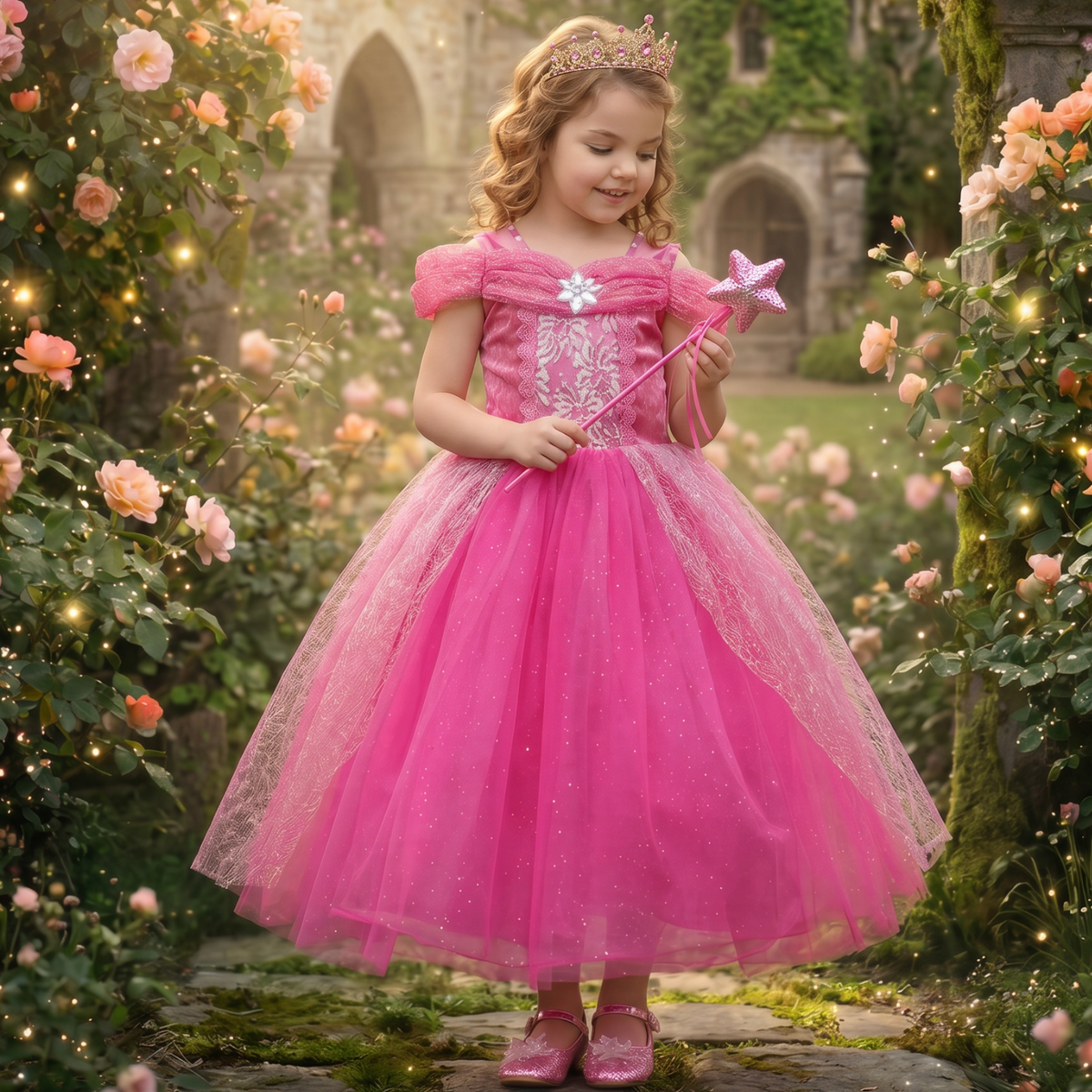 Pink Princess Dress Costume For Toddler Girls