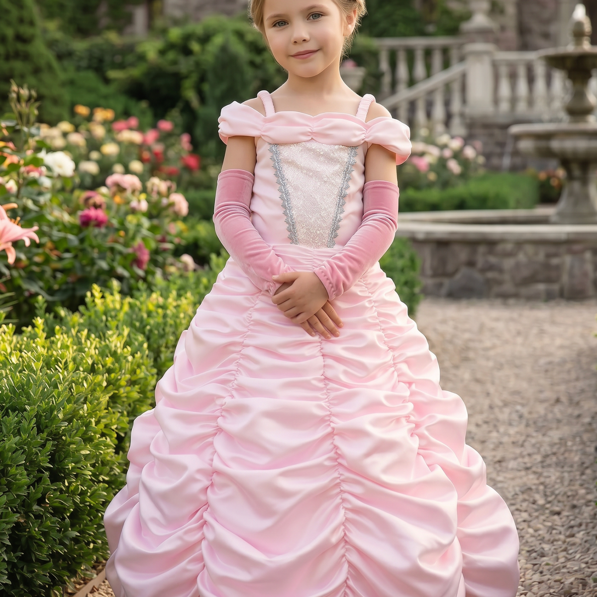 open lace back dress PRINCESS ANNELIESE DRESS & GLOVE SET