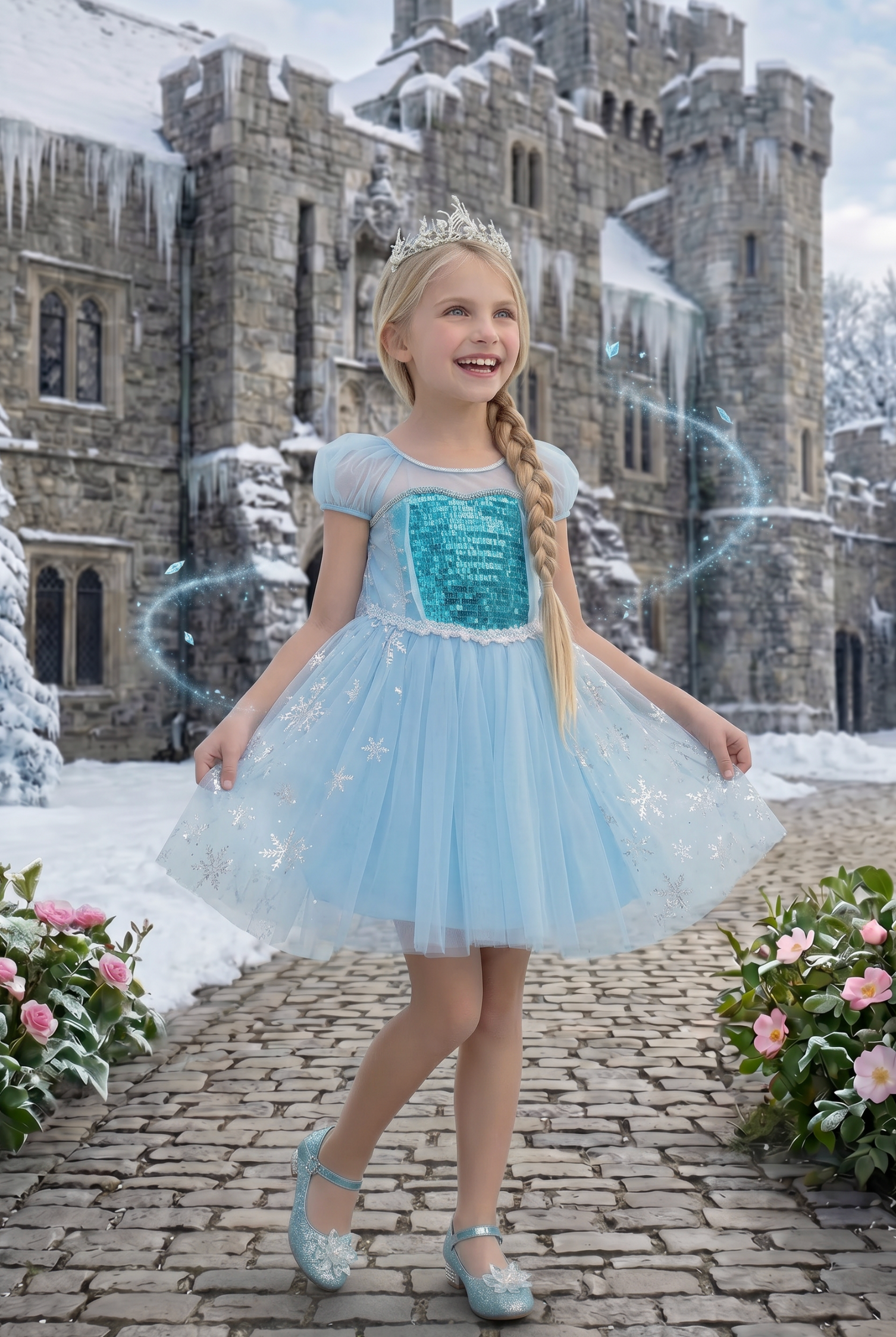 strapless open back dress Blue Ice Princess Dress with Cape –Winter-Inspired Costume for Girls –  MiniClosetCo