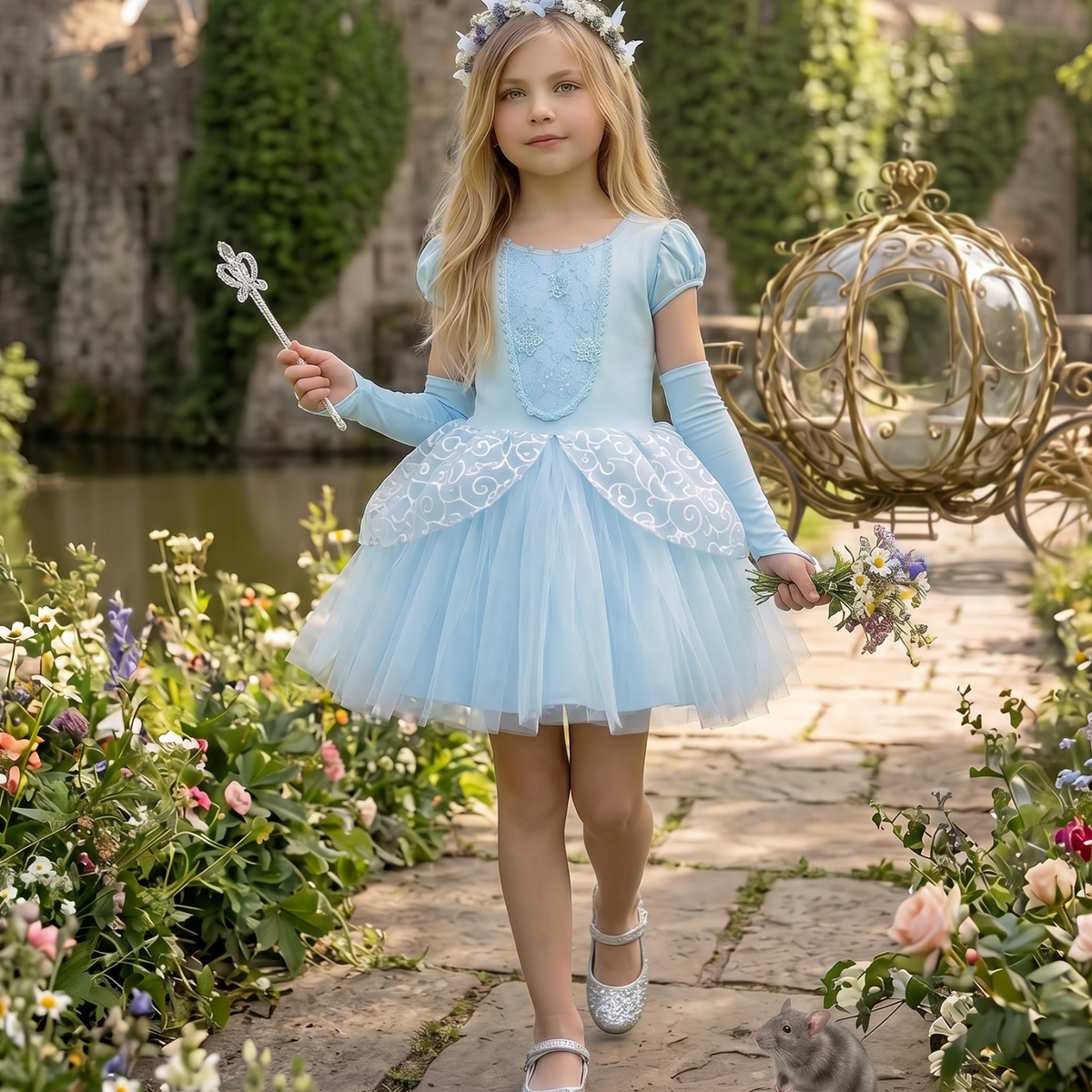 princess mini dress Princess Adeline Mini Dress & Gloves Set Blue