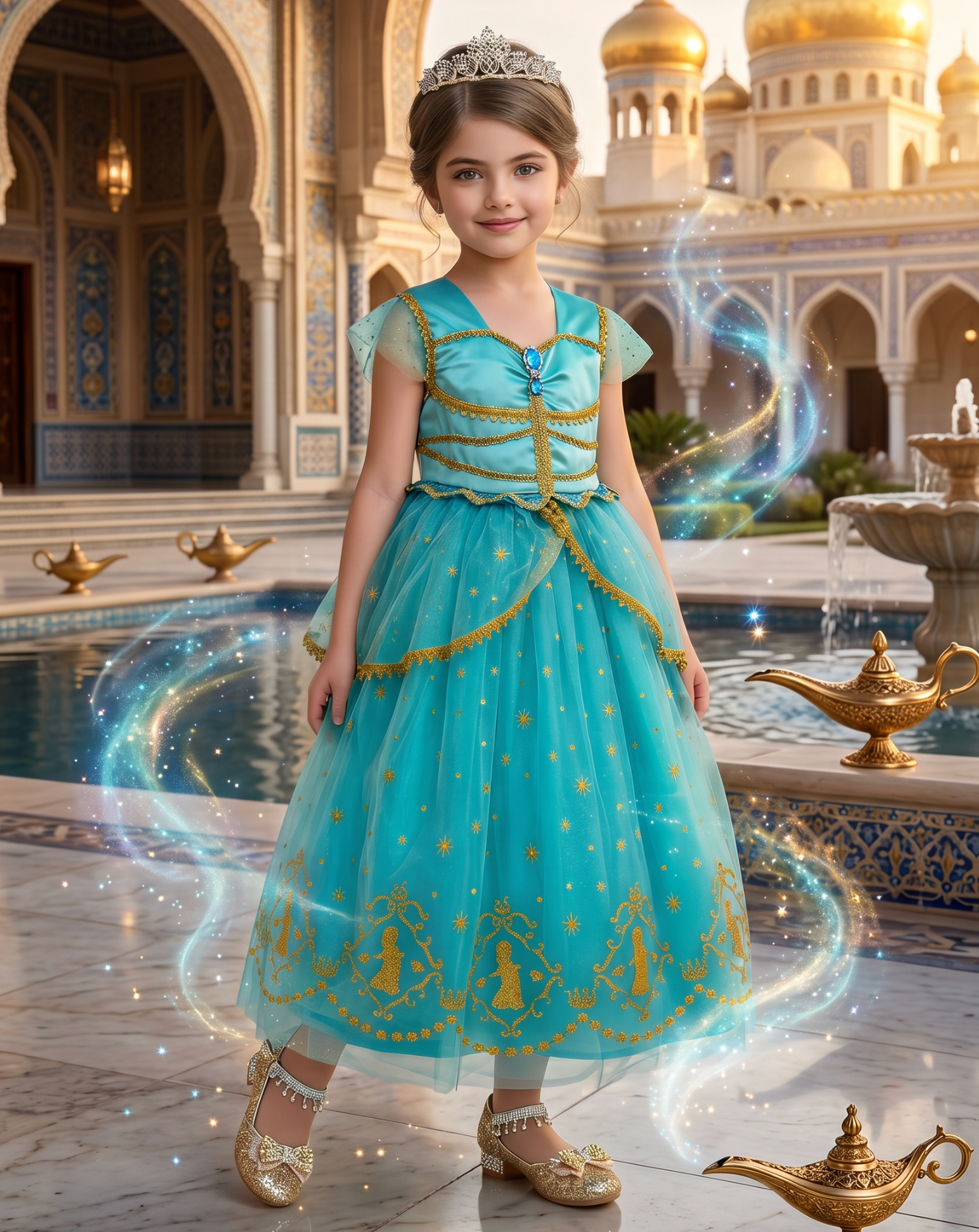 princess dresses with tiara included for sale Barbara Princess Anneliese Cosplay Costume Dress with Crown and Choker