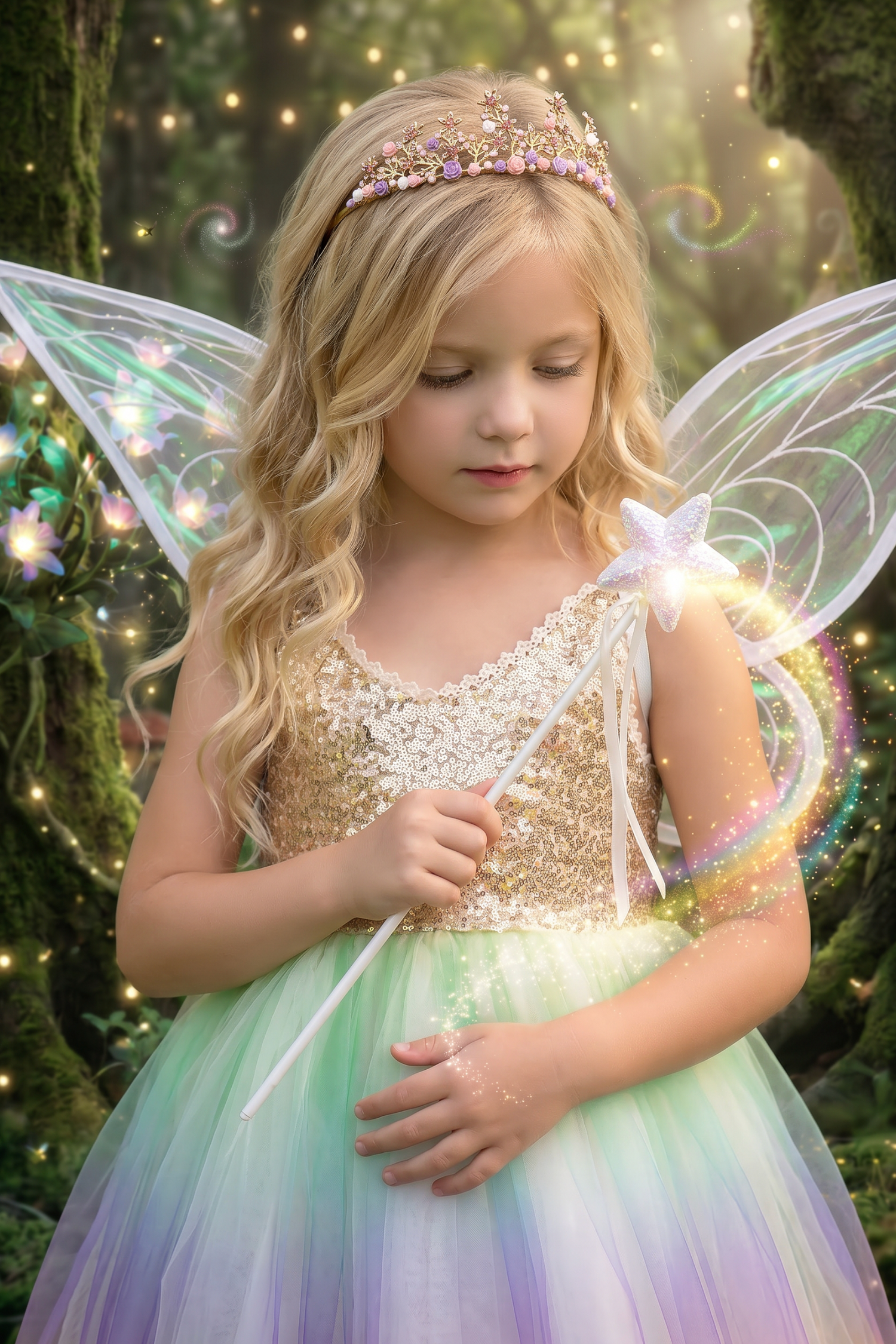 Toddler Girls Fairy Dress Costume, Wings and Wand 3PC, Set 3 Toddler Girls Fairy Dress Costume, Wings and Wand 3PC, Set 3
