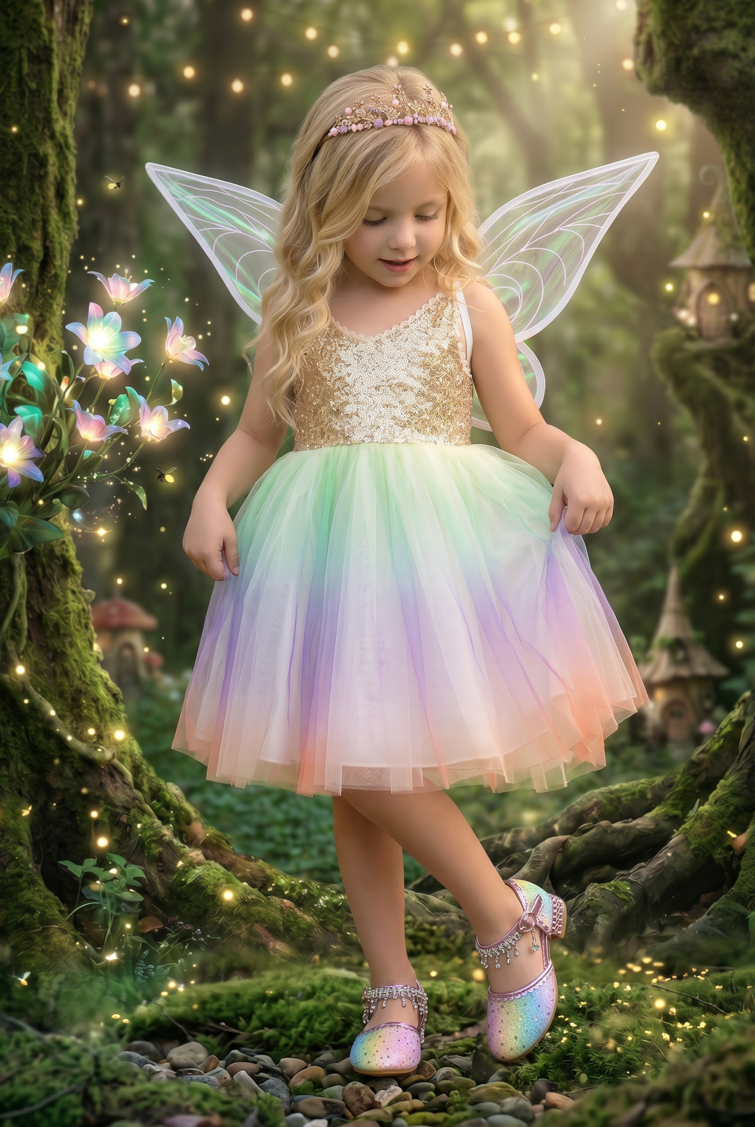 Toddler Girls Fairy Dress Costume, Wings and Wand 3PC, Set 3 Toddler Girls Fairy Dress Costume, Wings and Wand 3PC, Set 3