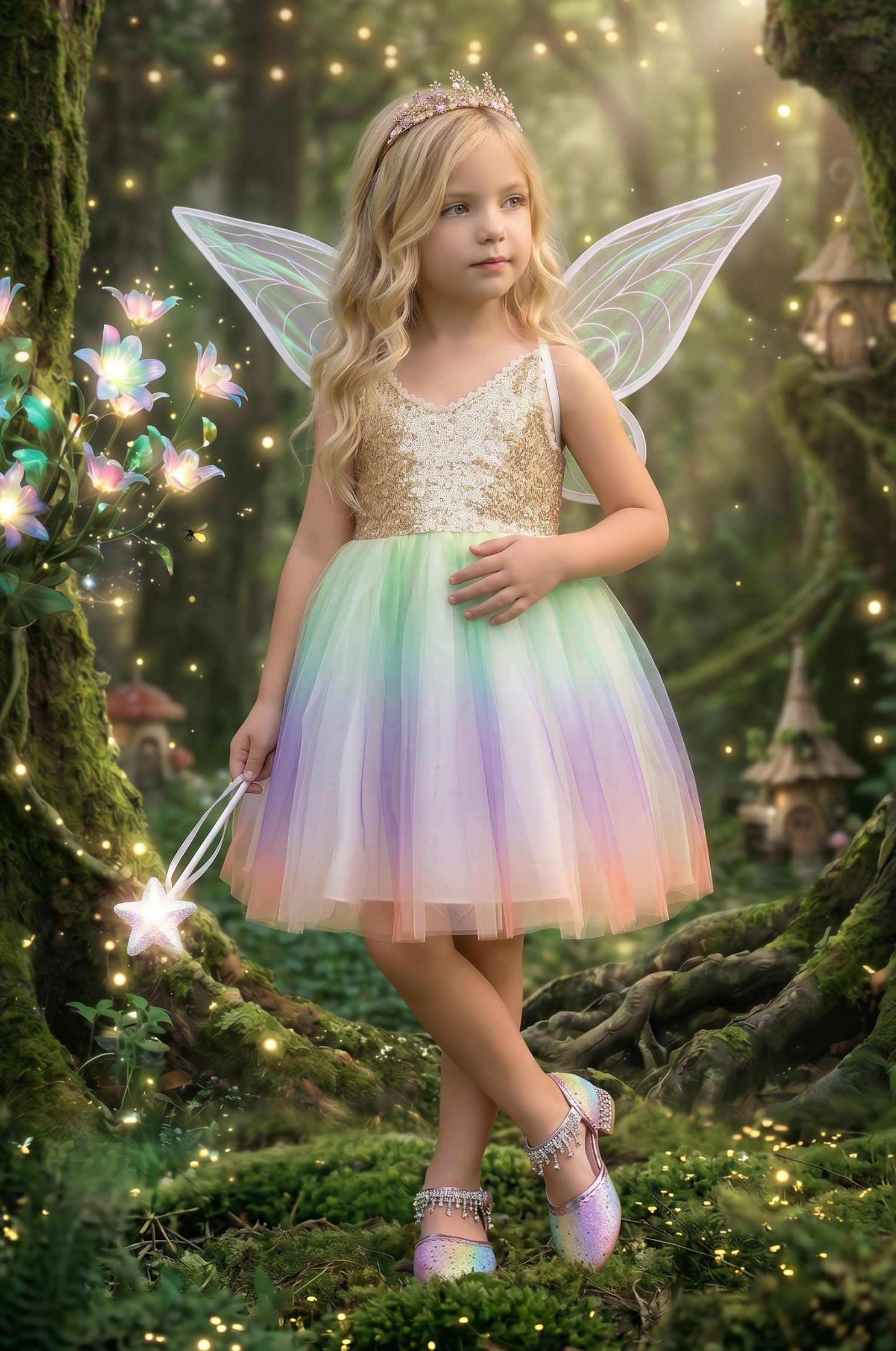 Toddler Girls Fairy Dress Costume, Wings and Wand 3PC, Set 3 Toddler Girls Fairy Dress Costume, Wings and Wand 3PC, Set 3