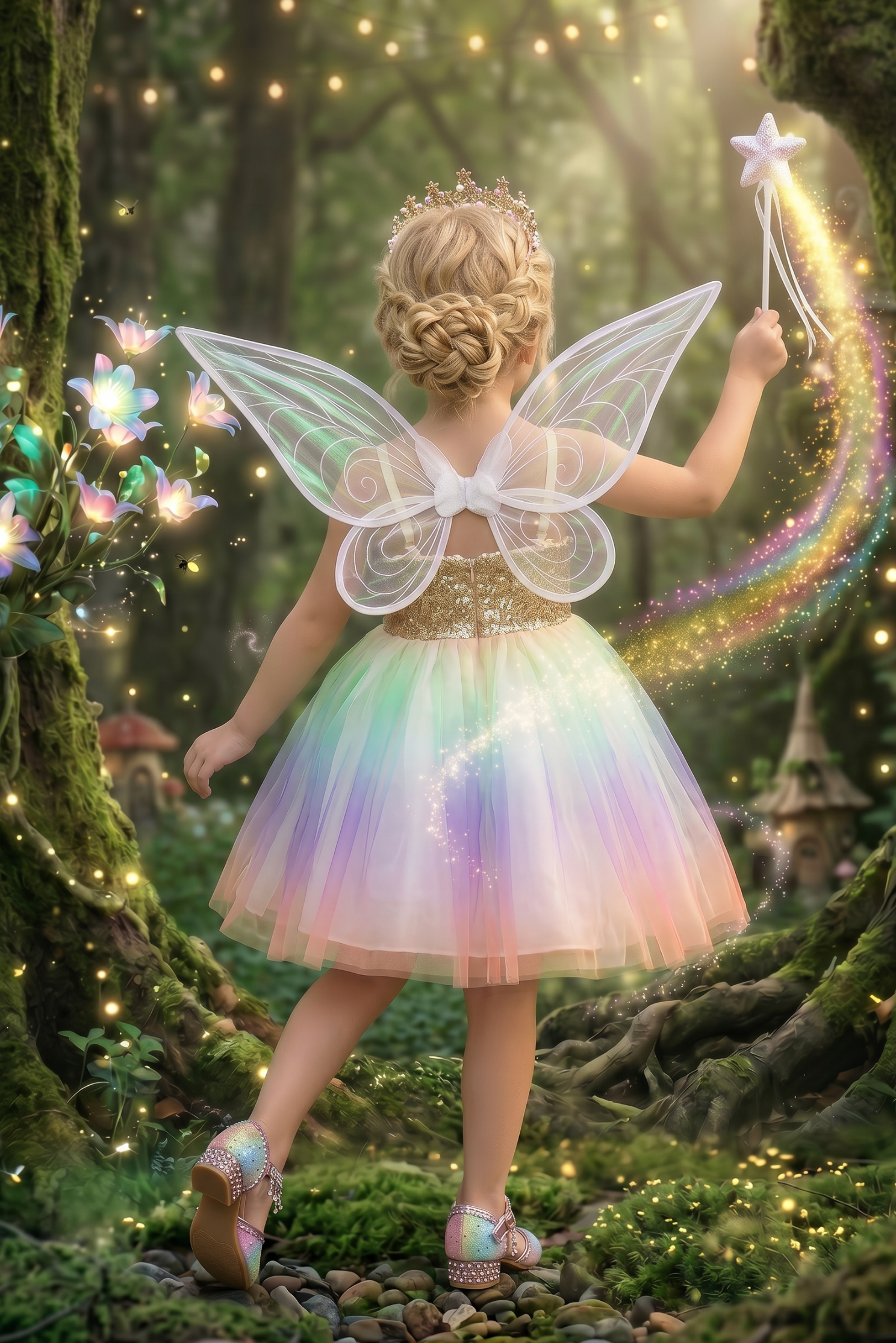 Toddler Girls Fairy Dress Costume, Wings and Wand 3PC, Set 3 Toddler Girls Fairy Dress Costume, Wings and Wand 3PC, Set 3