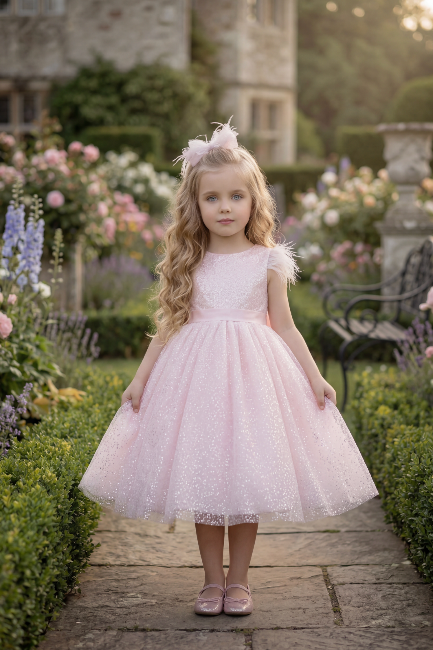 ELIANA DRESS & BOW SET BLUSH PINK
