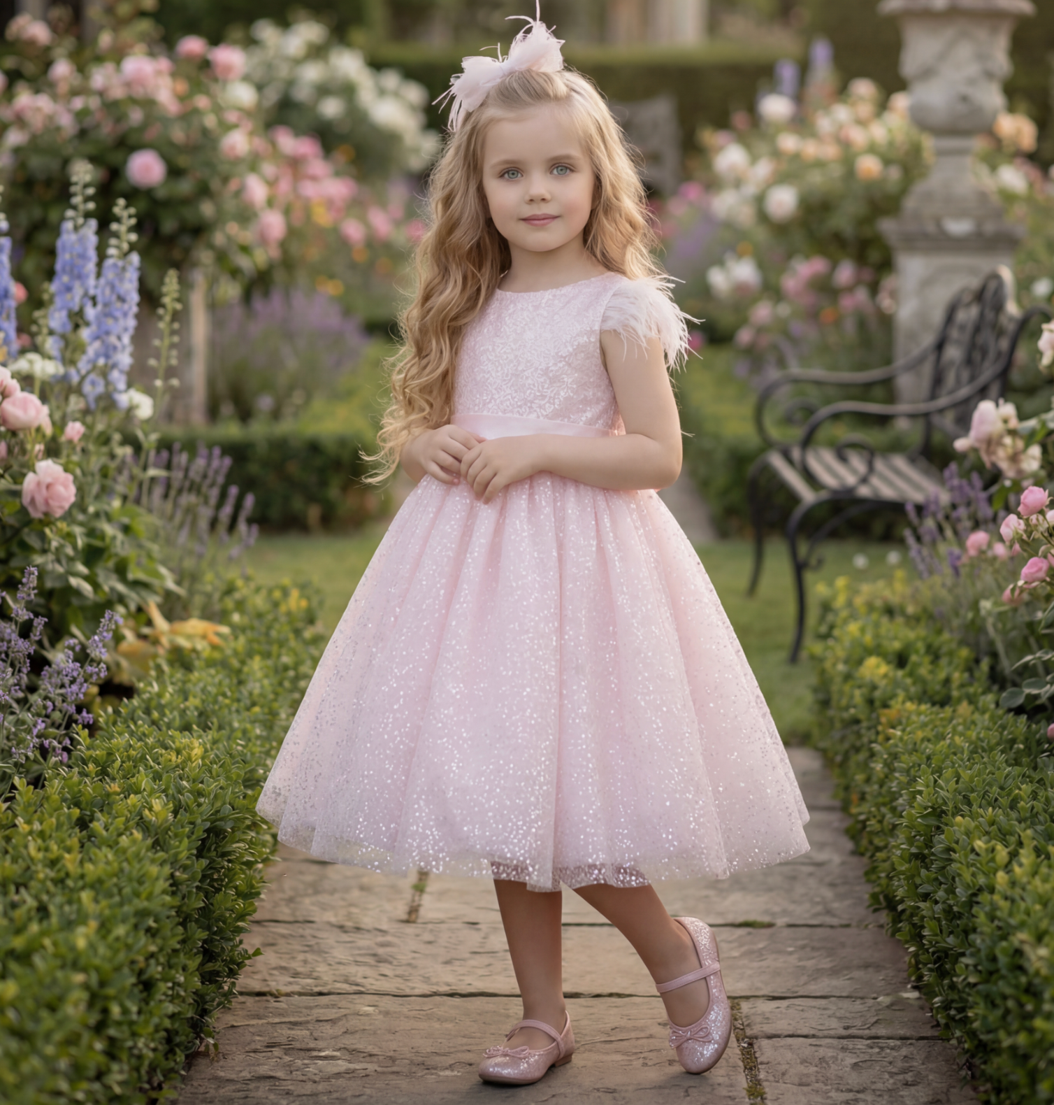 ELIANA DRESS & BOW SET BLUSH PINK