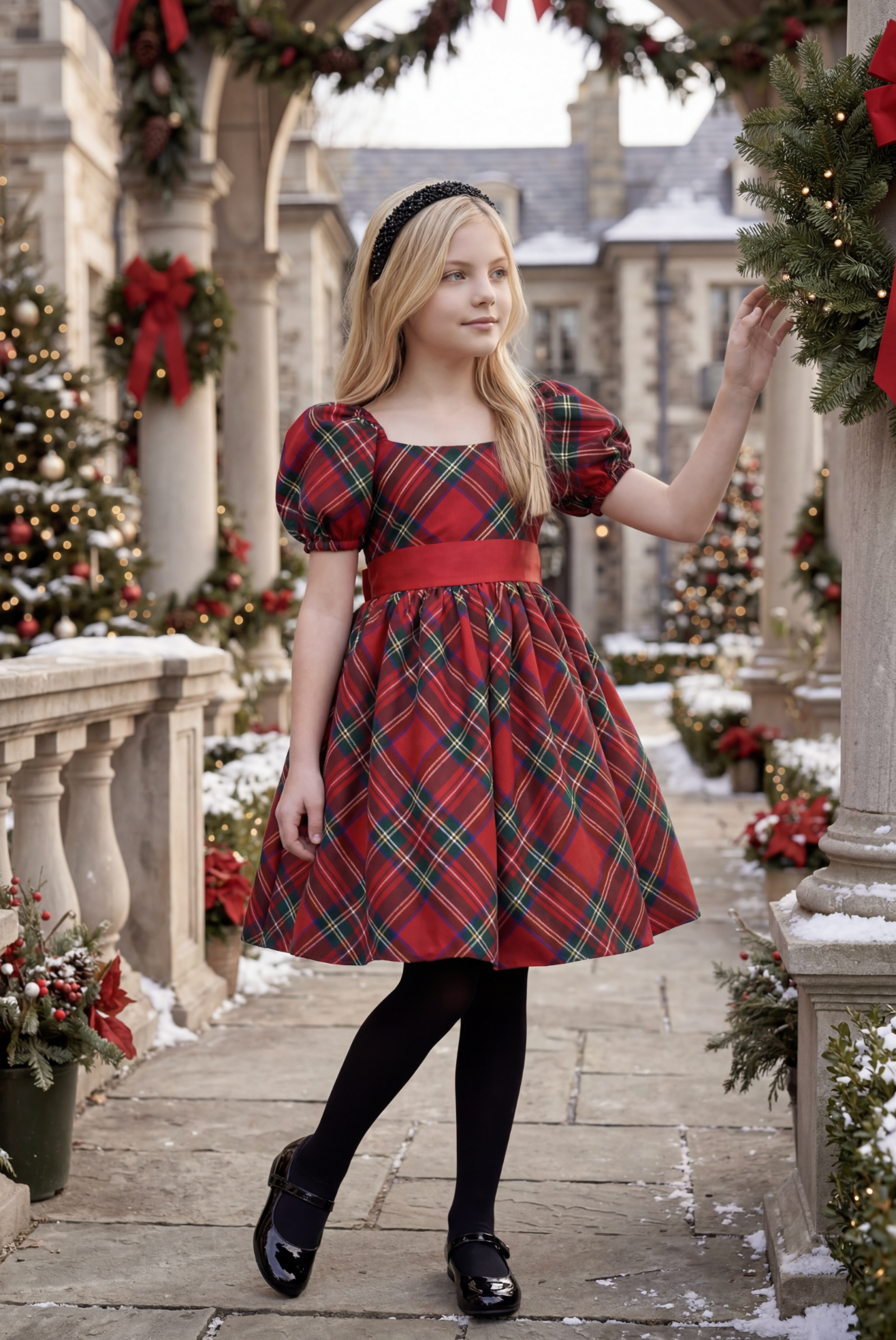 ARIELLE DRESS STEWART TARTAN