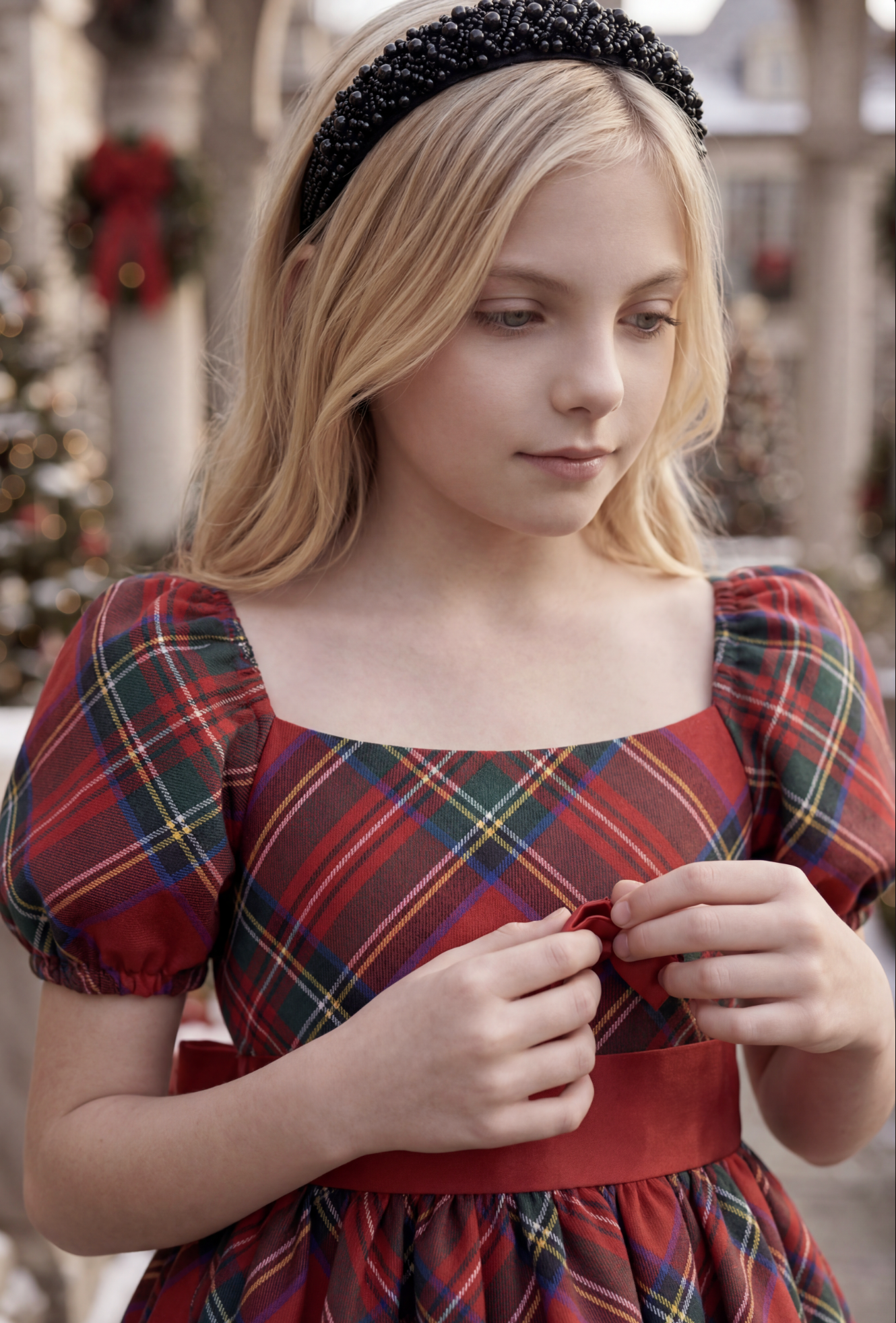 ARIELLE DRESS STEWART TARTAN