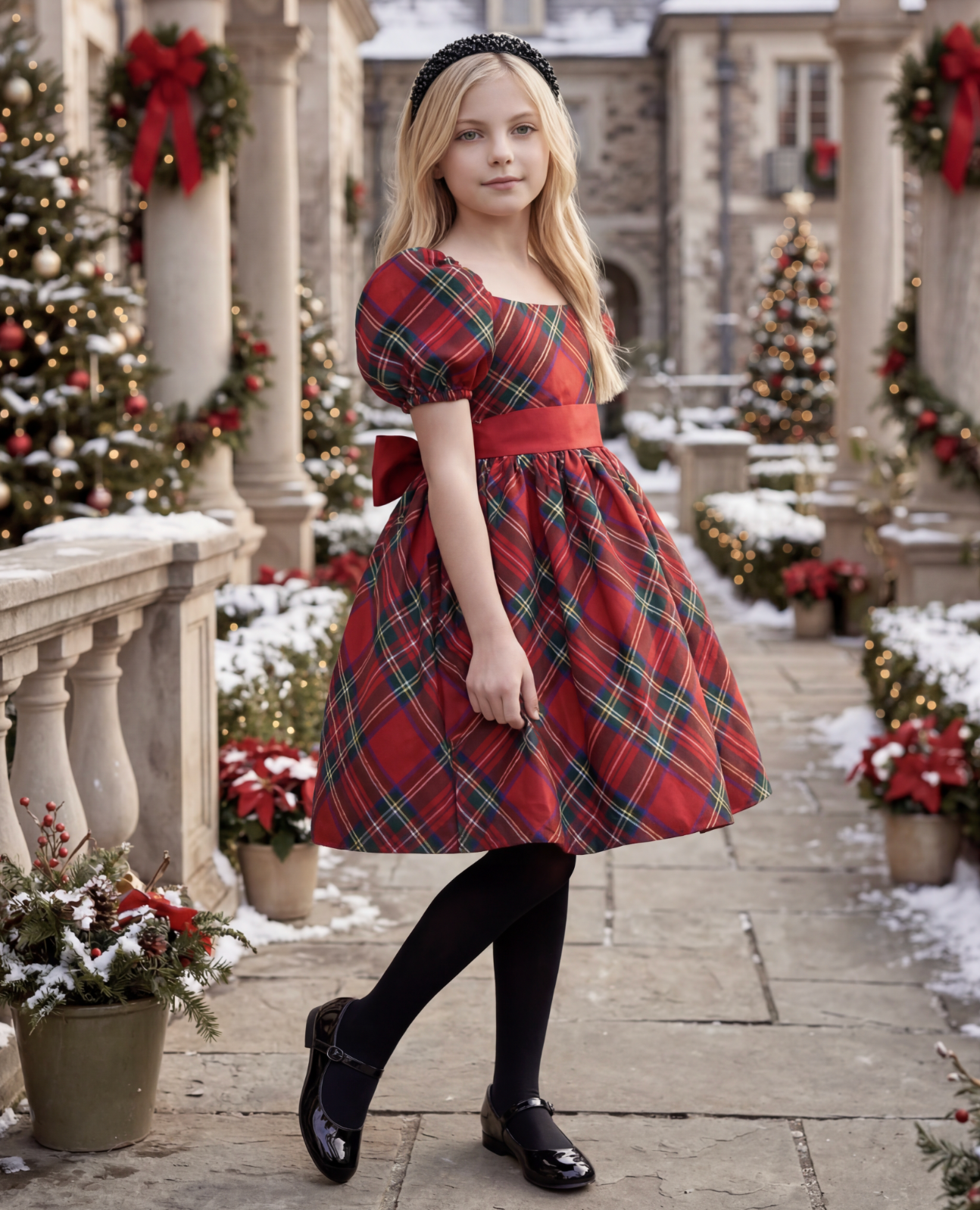 ARIELLE DRESS STEWART TARTAN