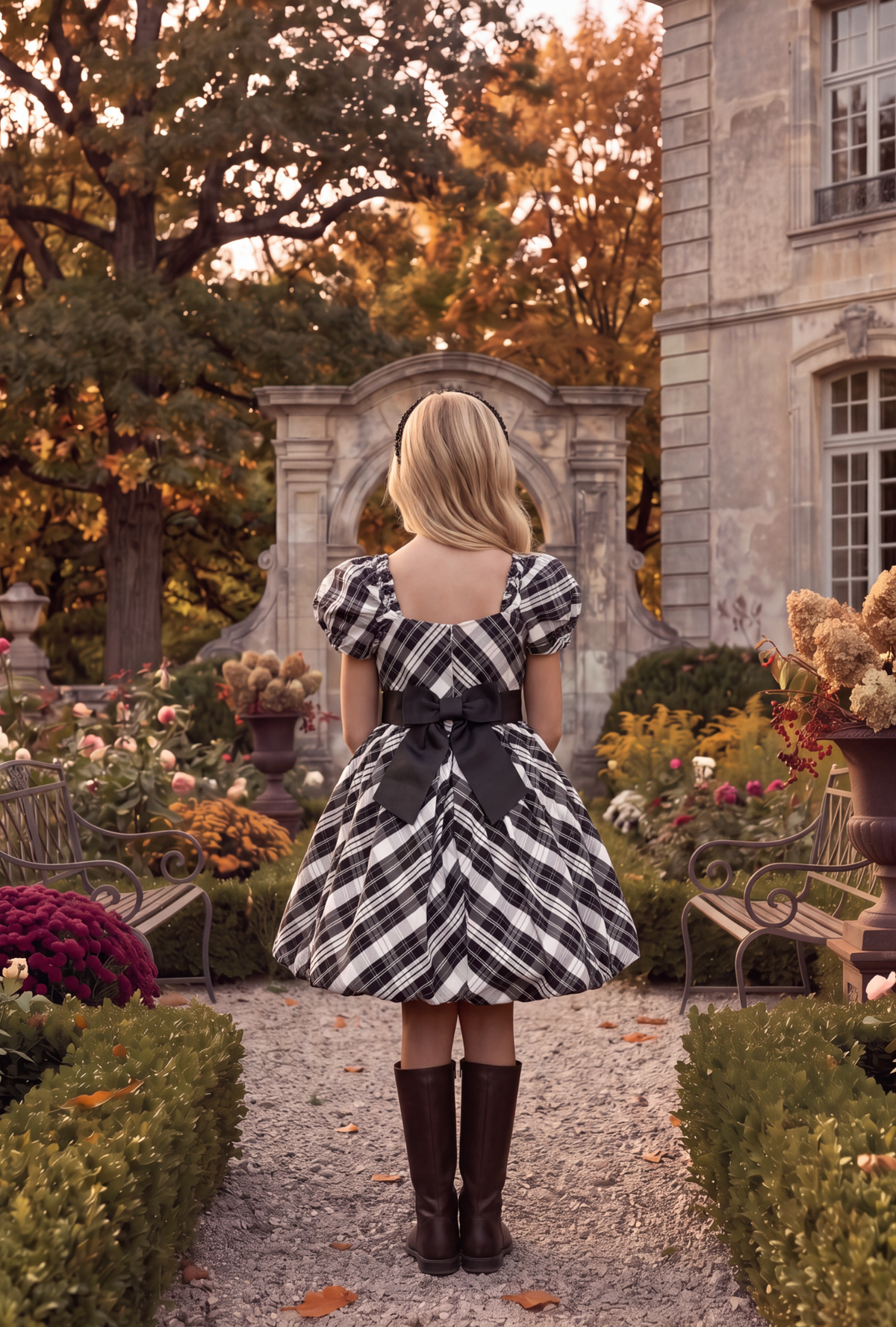 ARIELLE DRESS BLACK & WHITE PLAID