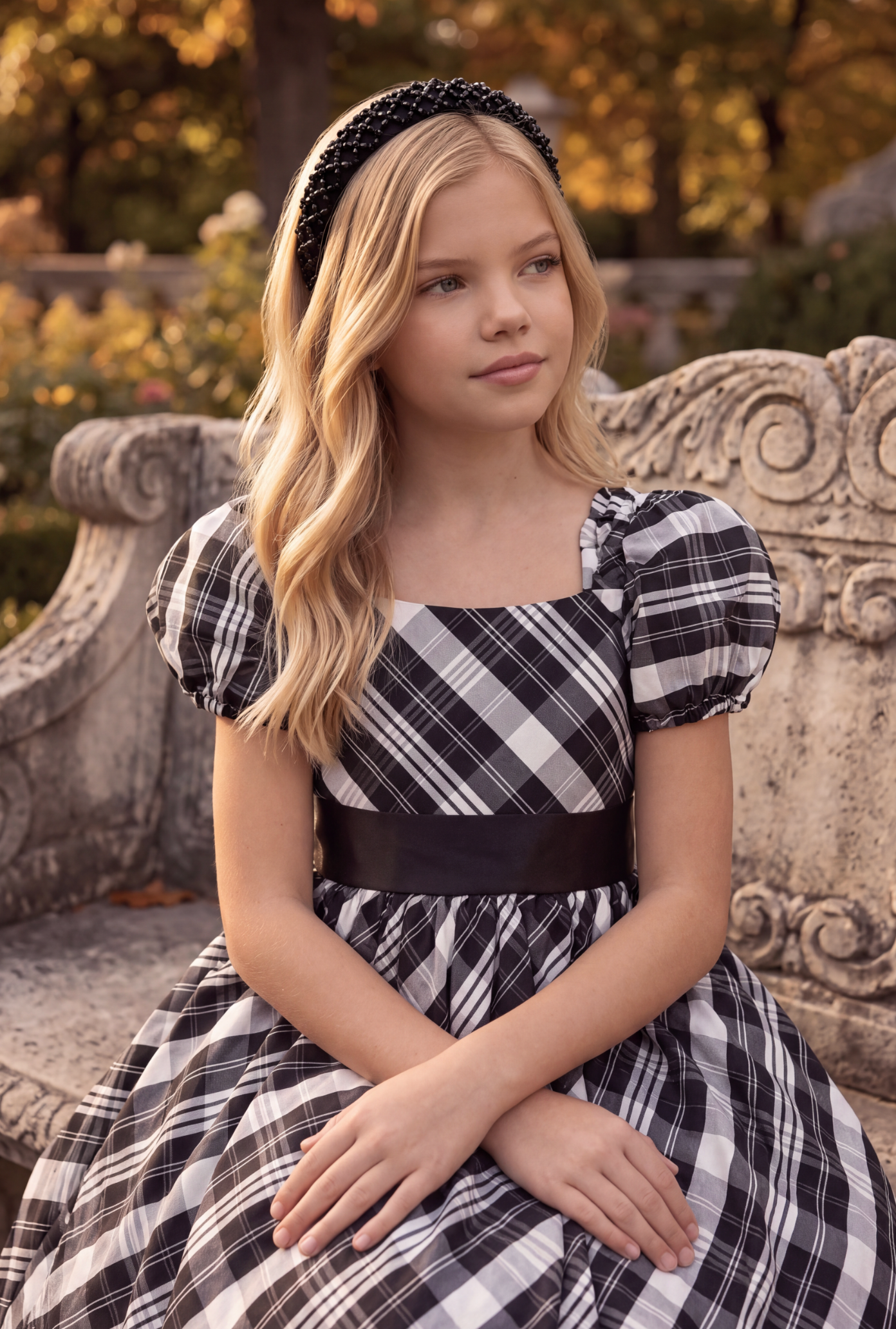 ARIELLE DRESS BLACK & WHITE PLAID