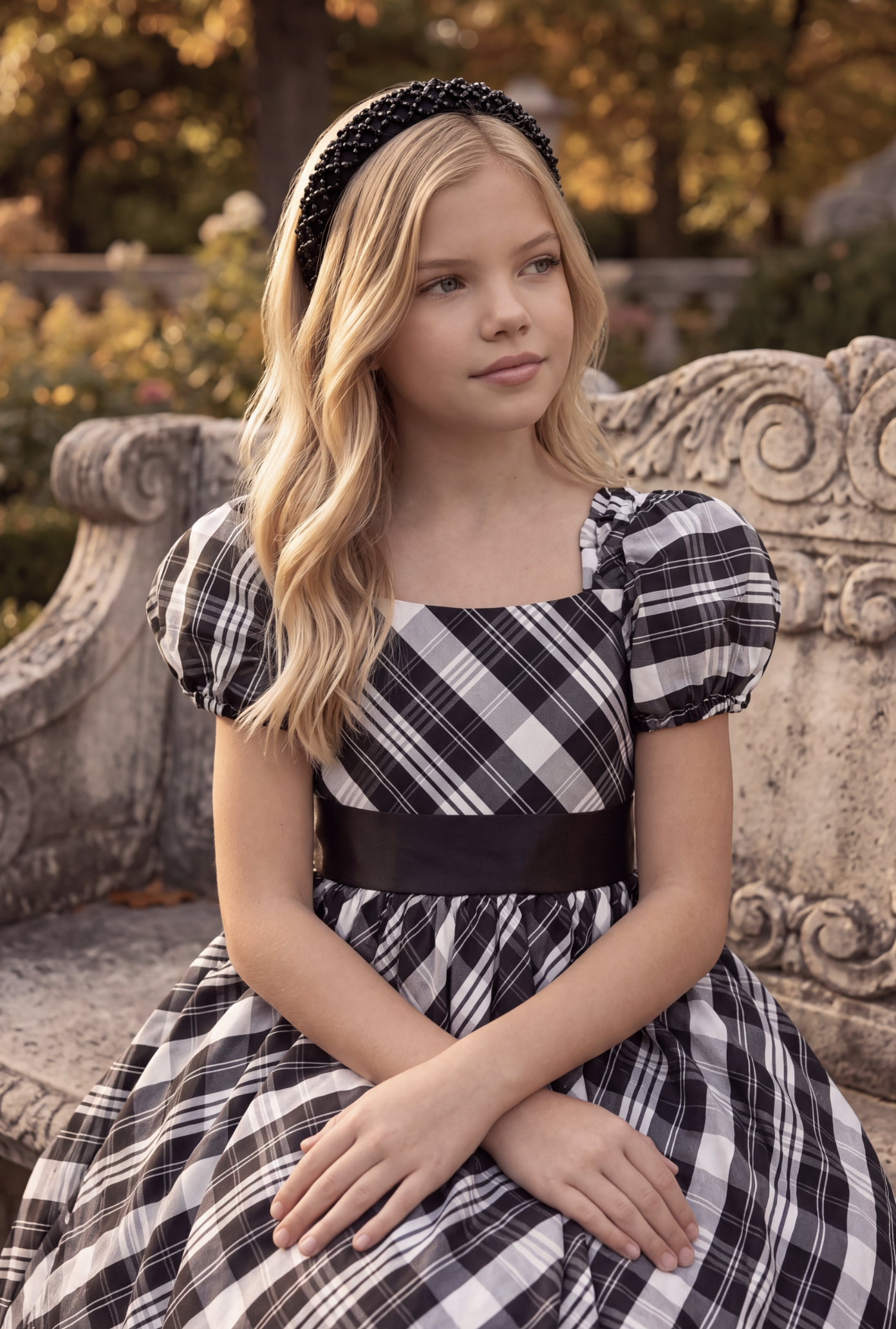 ARIELLE DRESS BLACK & WHITE PLAID