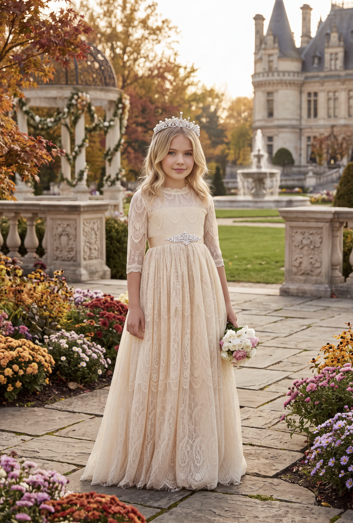 BELLA RAFAELA GOWN & BELT SET BUTTERSCOTCH