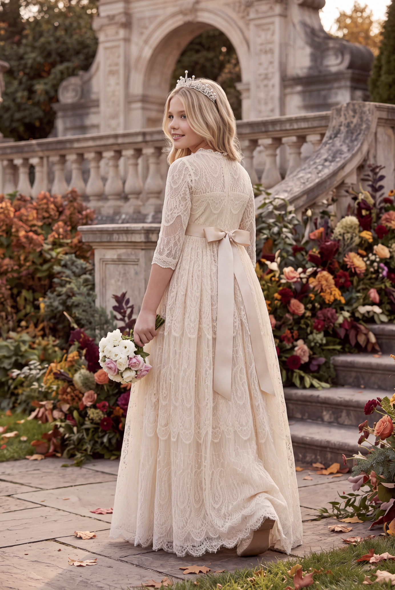 BELLA RAFAELA GOWN & BELT SET BUTTERSCOTCH
