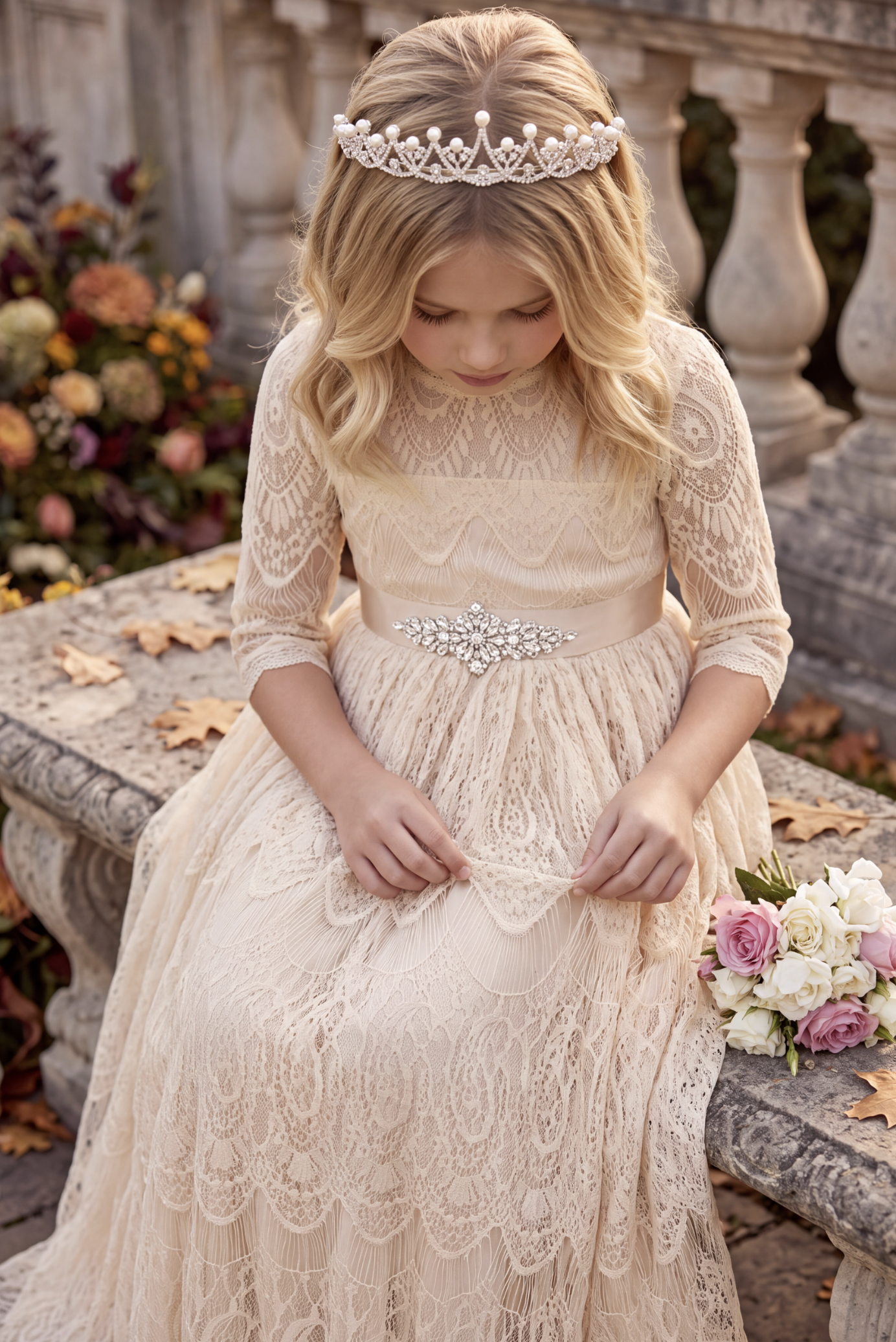 BELLA RAFAELA GOWN & BELT SET BUTTERSCOTCH
