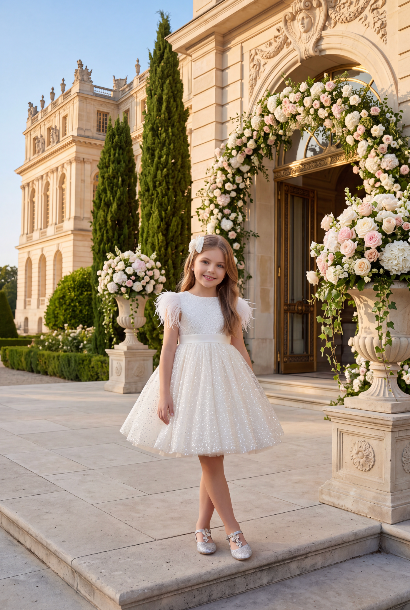 ELIANA DRESS & HAIR BOW SET WHITE