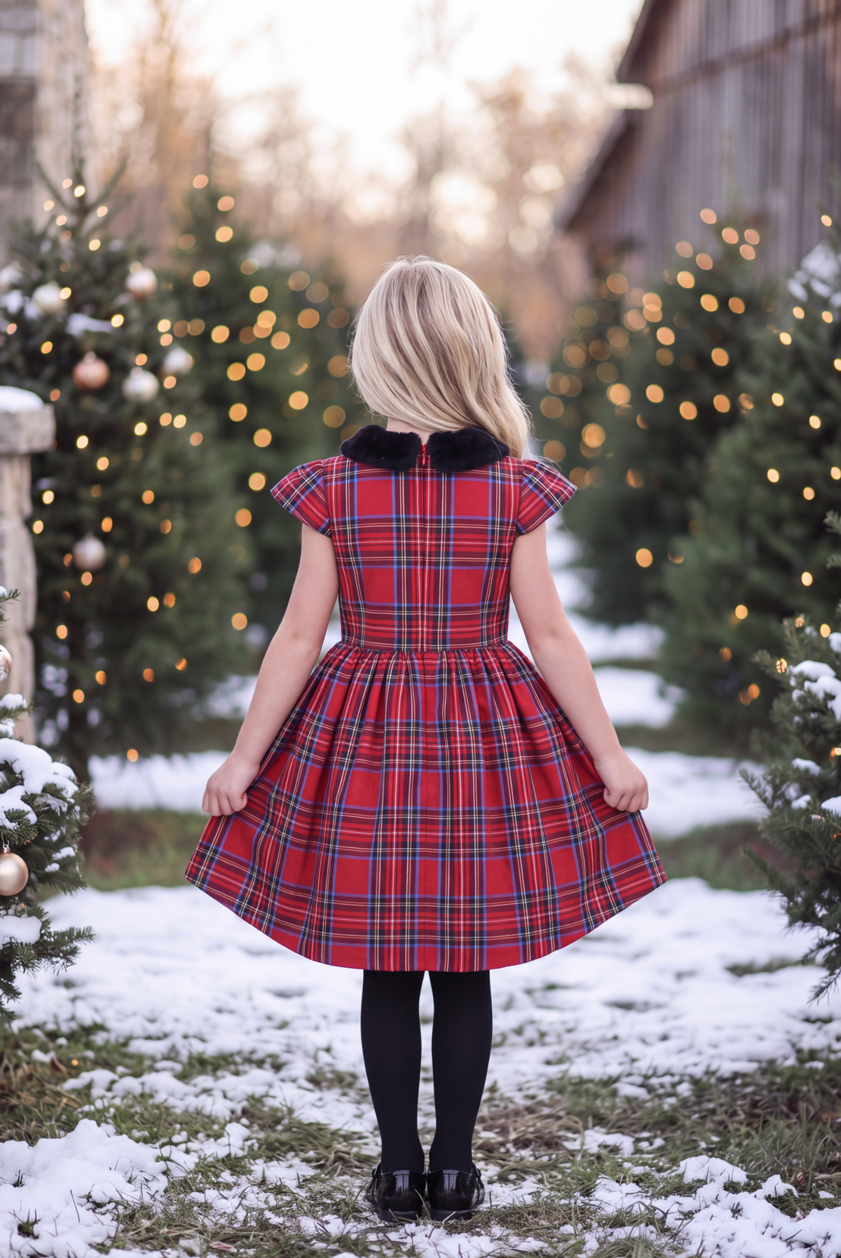 EVANGELINE DRESS ROYAL STEWART TARTAN