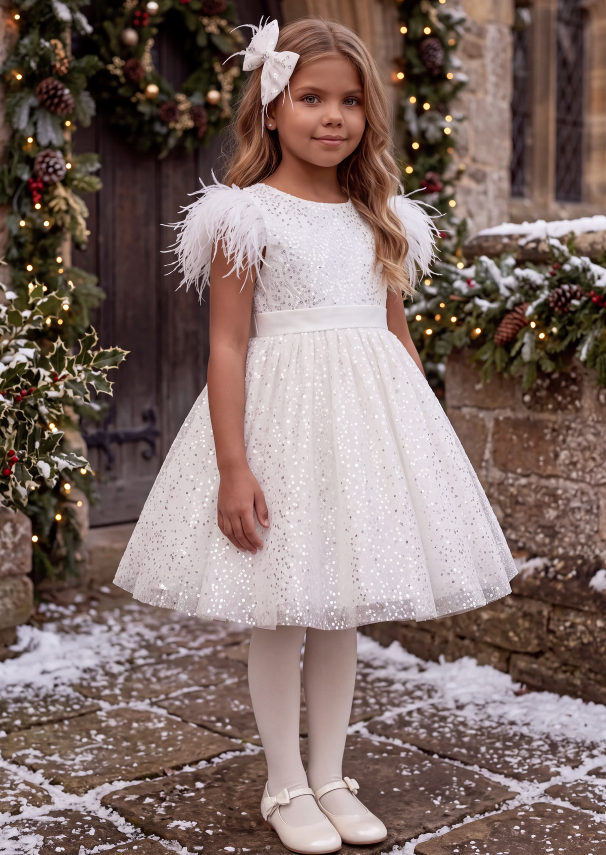 ELIANA DRESS & HAIR BOW SET WHITE