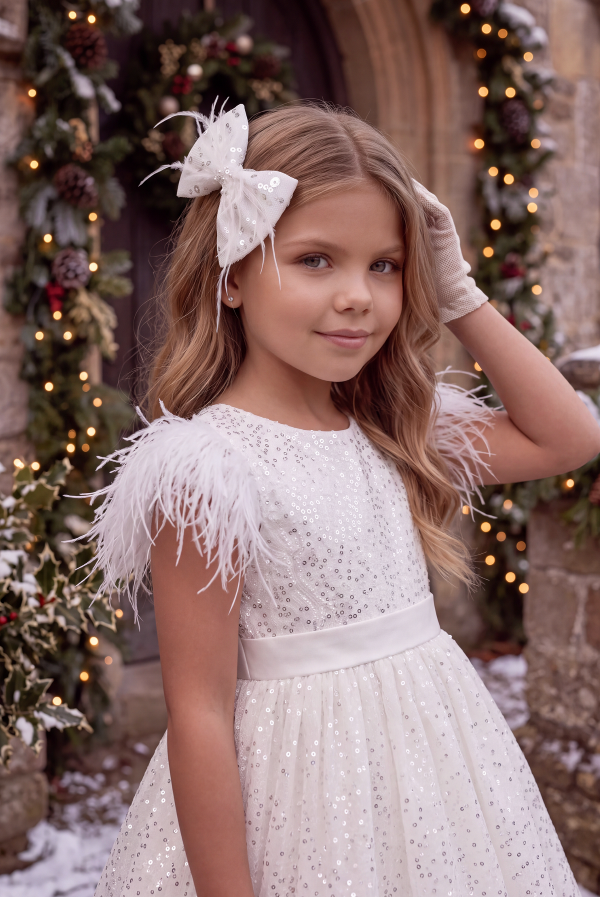 ELIANA DRESS & HAIR BOW SET WHITE