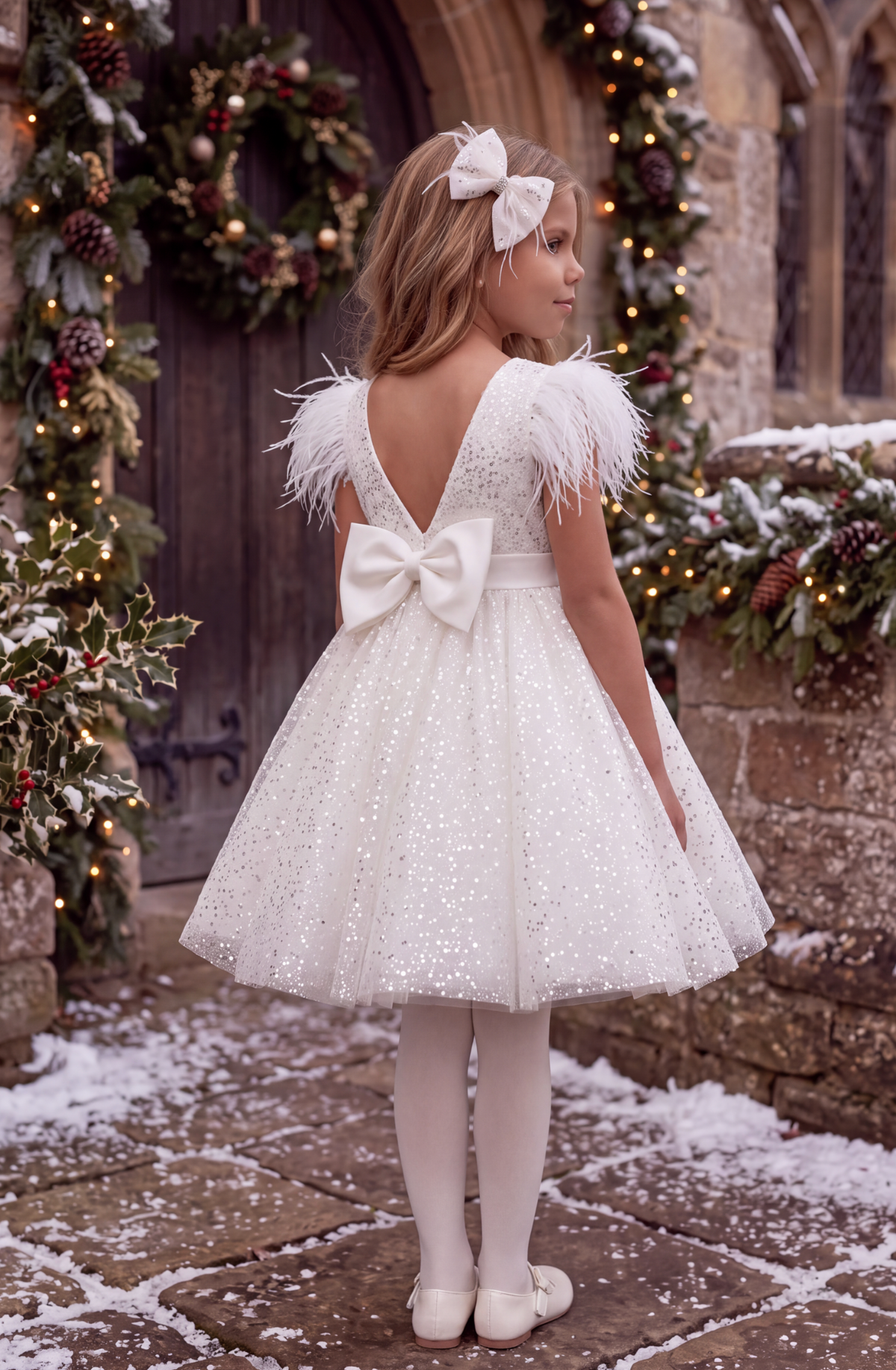 ELIANA DRESS & HAIR BOW SET WHITE