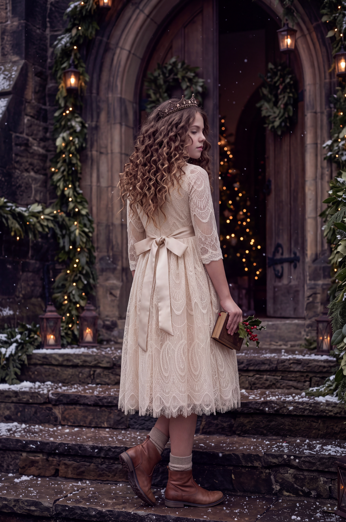 BELLA RAFAELA DRESS & BELT SET-BUTTERSCOTCH