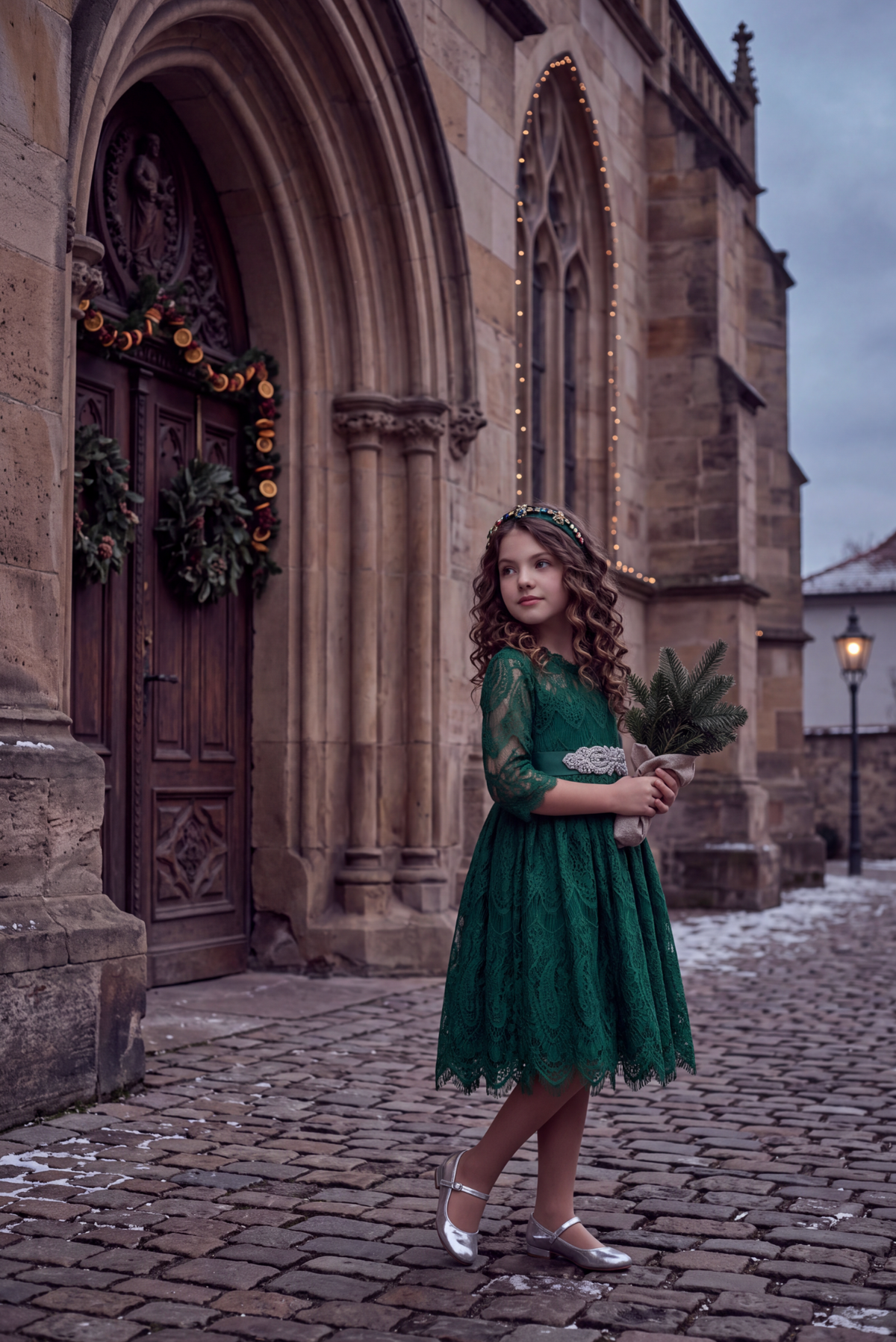 BELLA RAFAELA DRESS & BELT SET-EMERALD