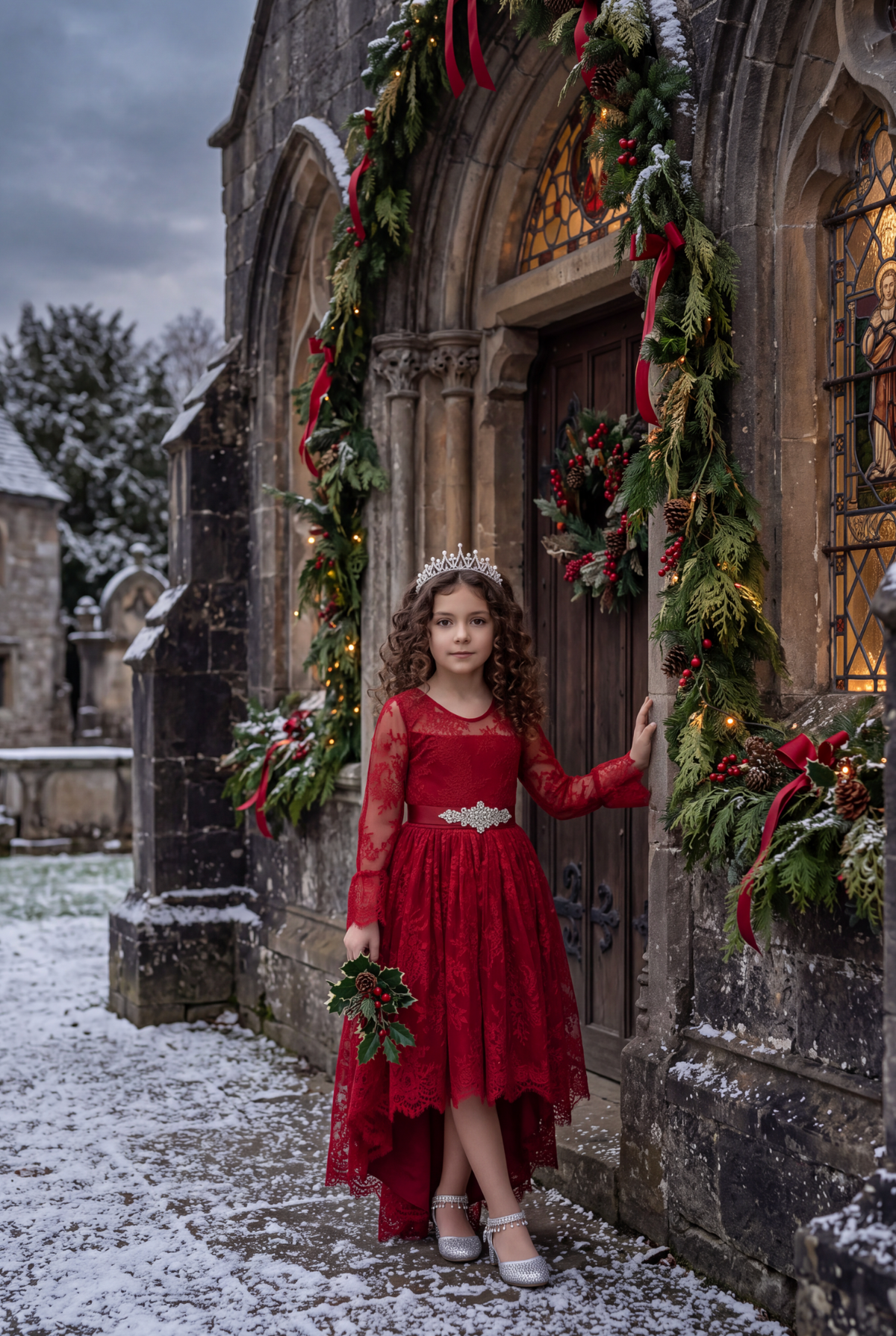 AINSLEY DRESS & BELT SET CRIMSON