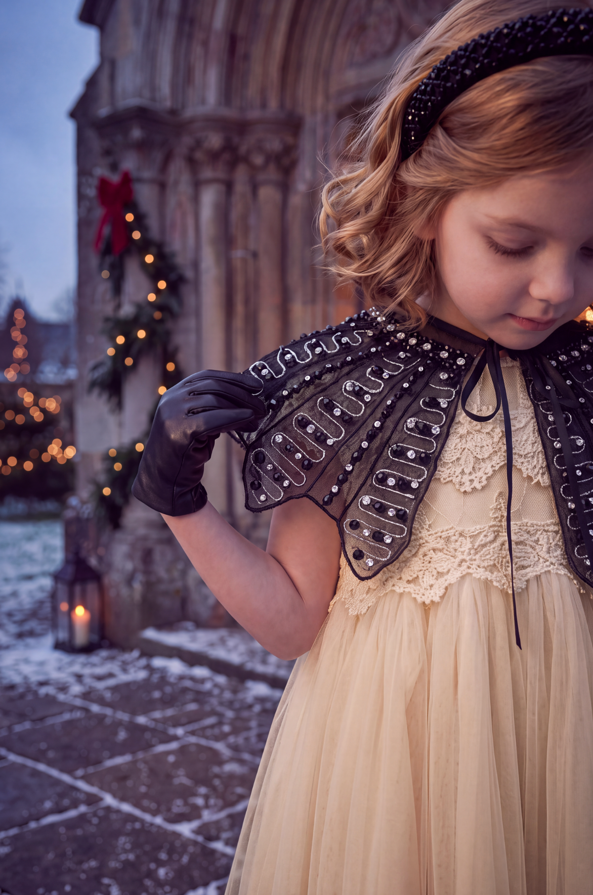 HENRIETTA JEWELED CAPE BLACK