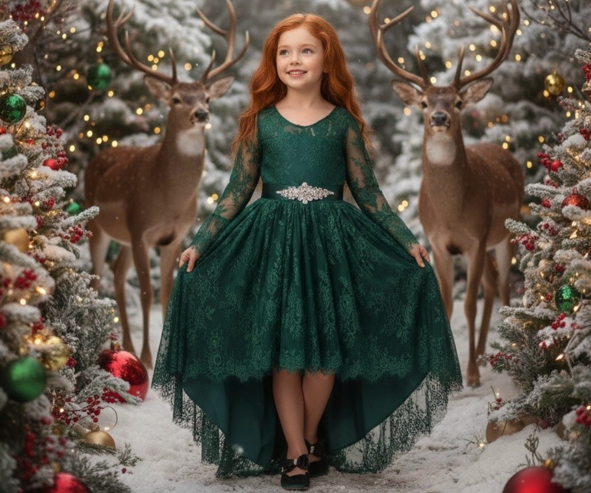 AINSLEY DRESS & BELT SET EMERALD