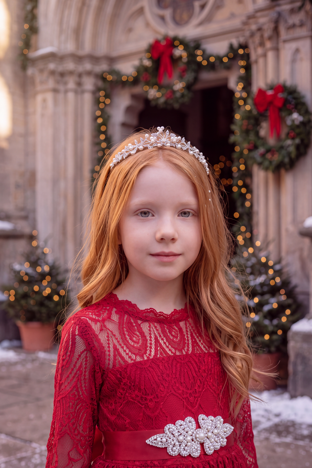 BELLA RAFAELA GOWN & BELT CRIMSON