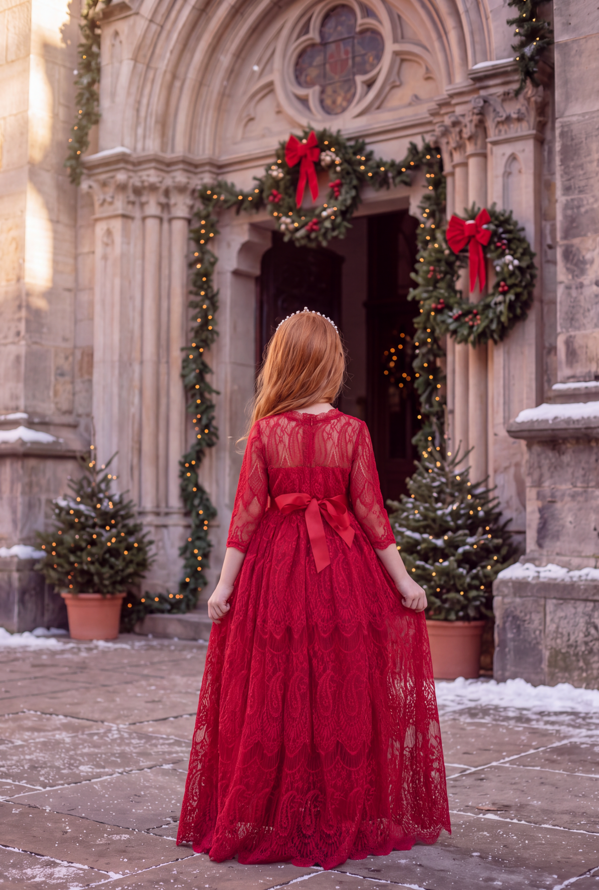 BELLA RAFAELA GOWN & BELT CRIMSON