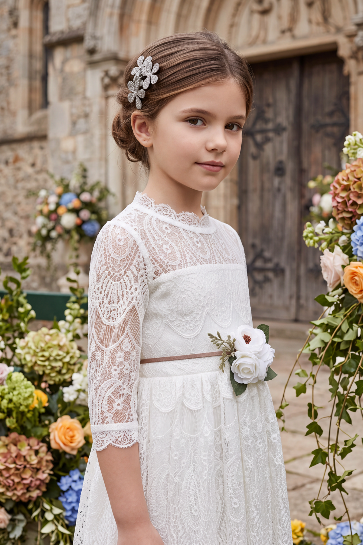 BELLA RAFAELA GOWN & BELT SET WHITE